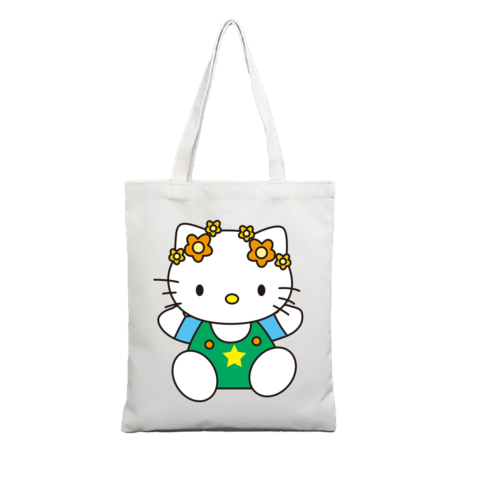 （画像用） Hello Kitty ハローキティ 縦型キャンバス生地手提げバッグ　トートバッグ