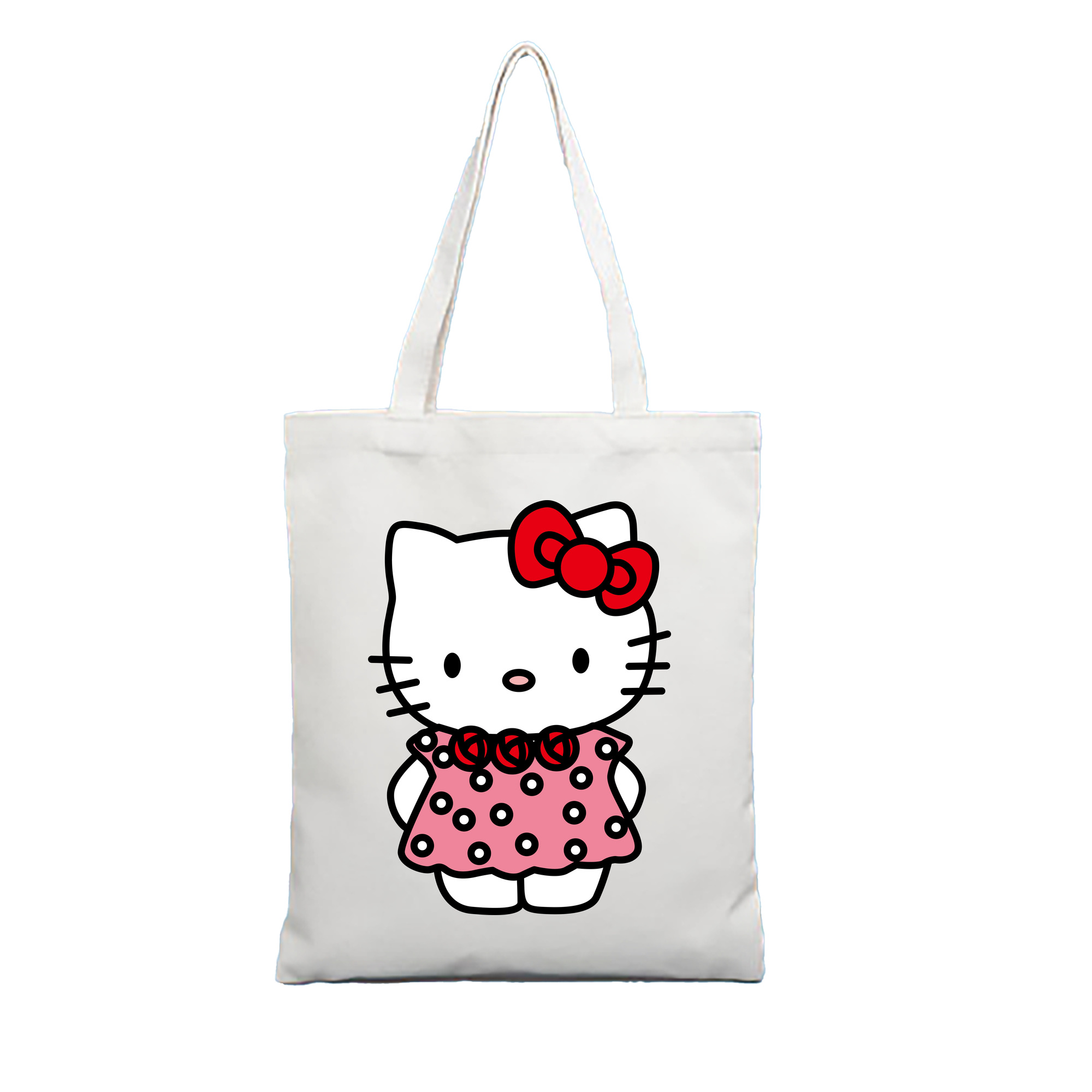 （画像用） Hello Kitty ハローキティ 縦型キャンバス生地手提げバッグ　トートバッグ