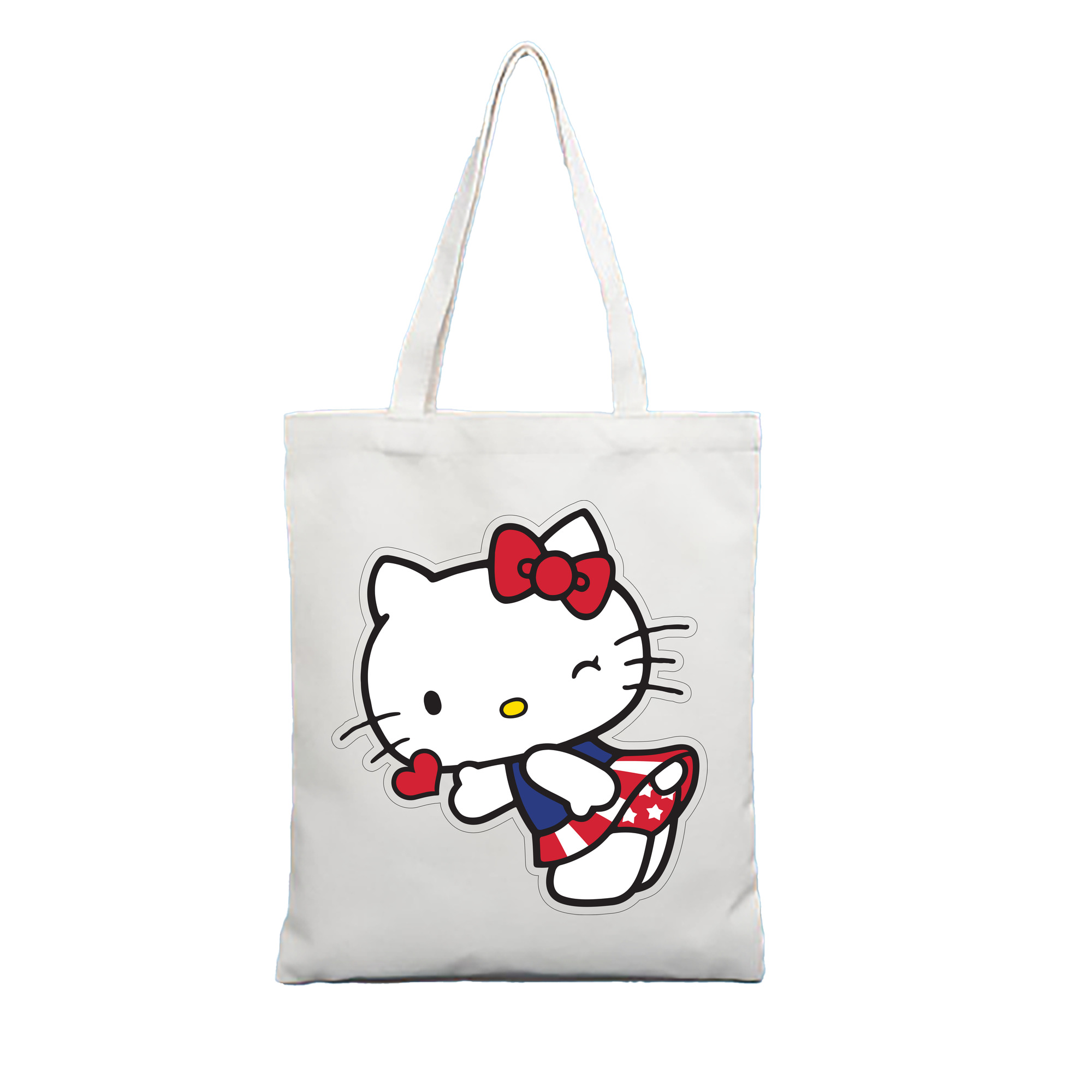 （画像用） Hello Kitty ハローキティ 縦型キャンバス生地手提げバッグ　トートバッグ