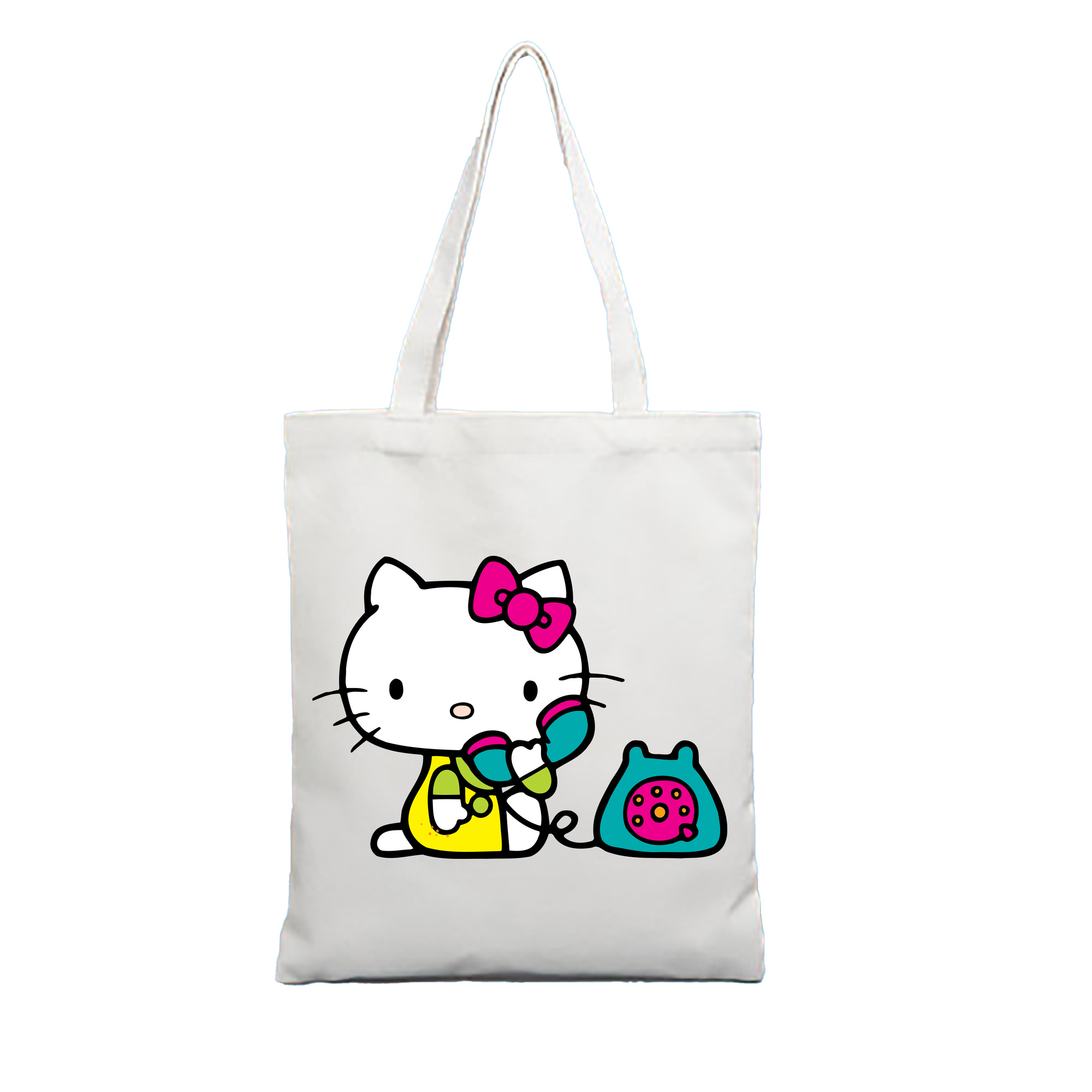 （画像用） Hello Kitty ハローキティ 縦型キャンバス生地手提げバッグ　トートバッグ
