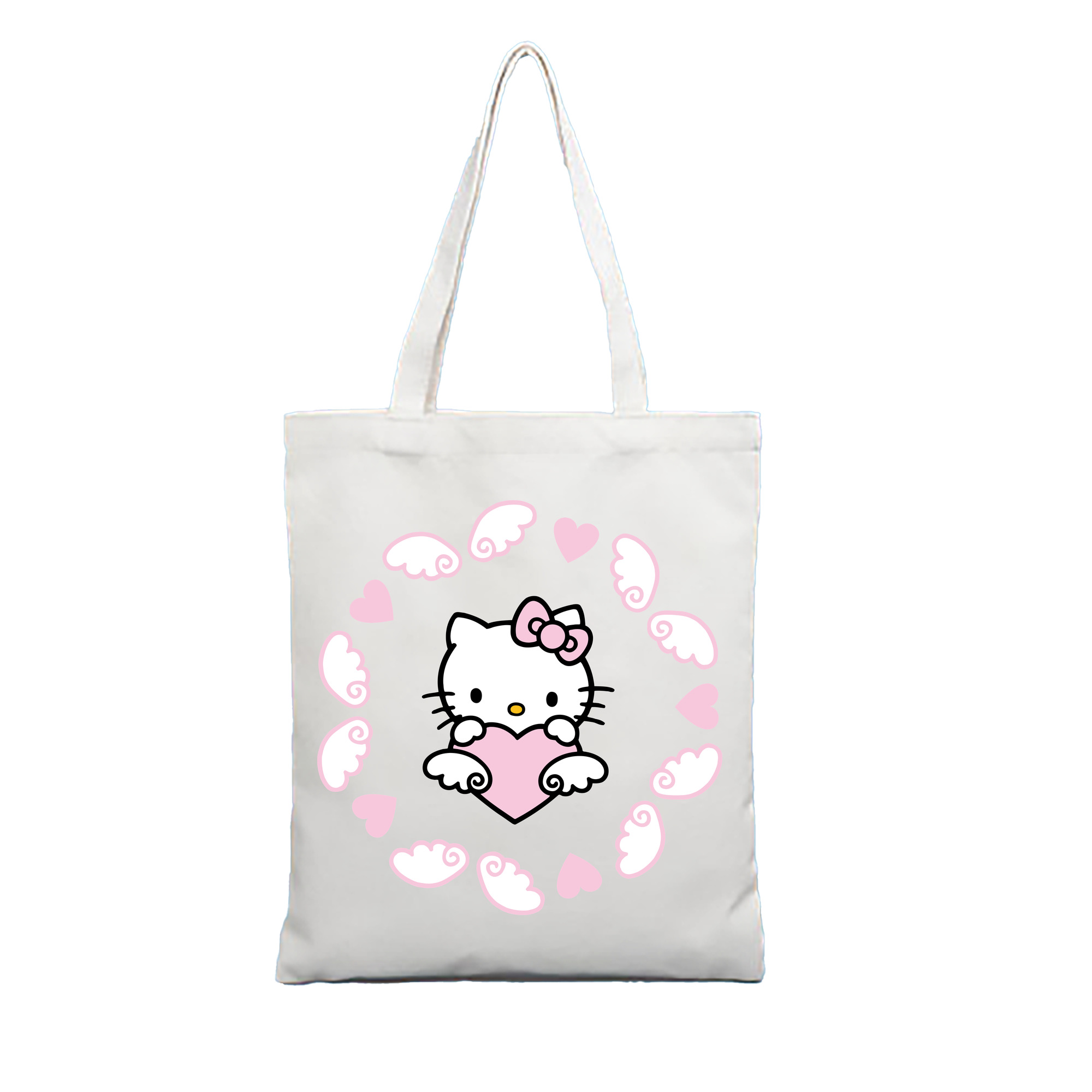 （画像用） Hello Kitty ハローキティ 縦型キャンバス生地手提げバッグ　トートバッグ