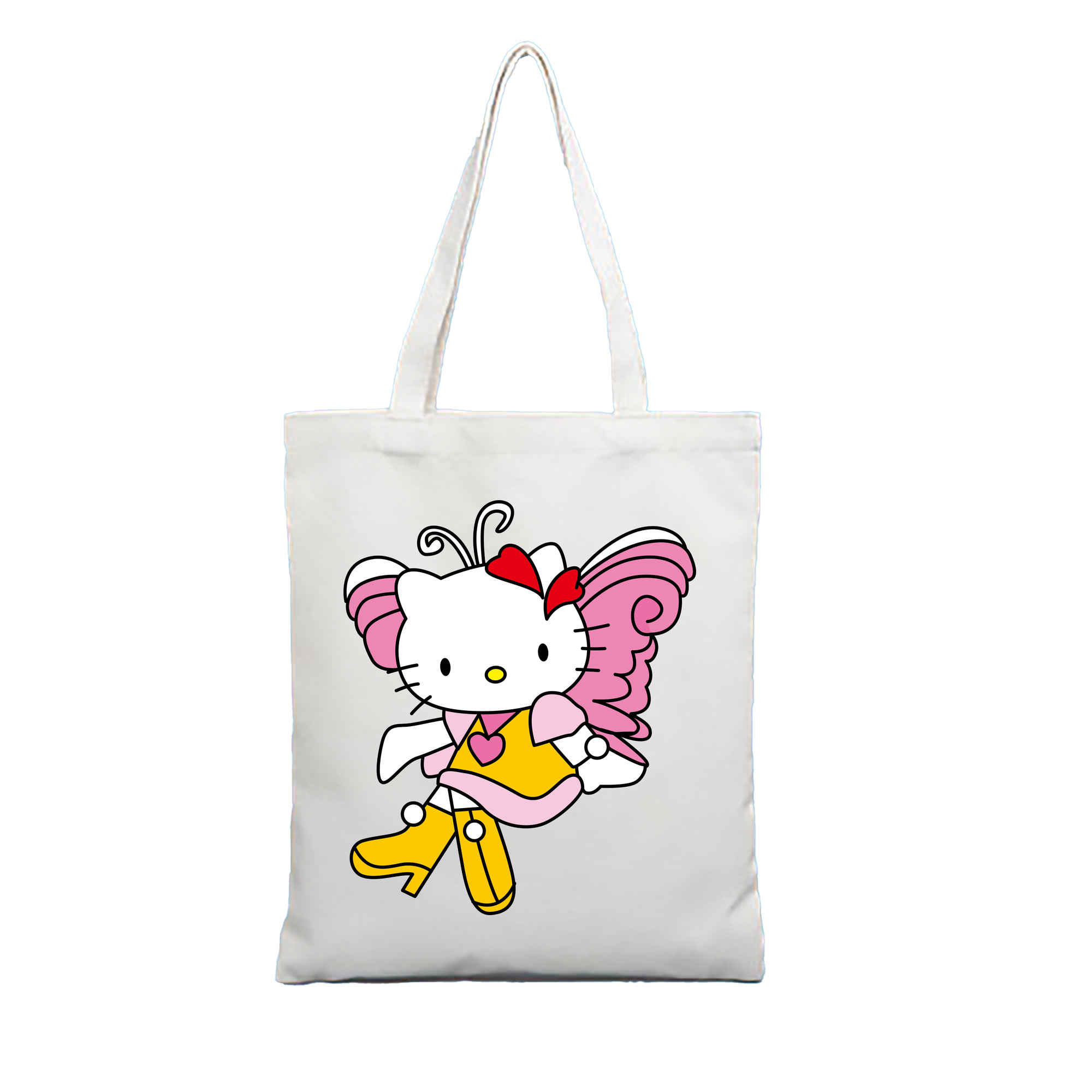 （画像用） Hello Kitty ハローキティ 縦型キャンバス生地手提げバッグ　トートバッグ