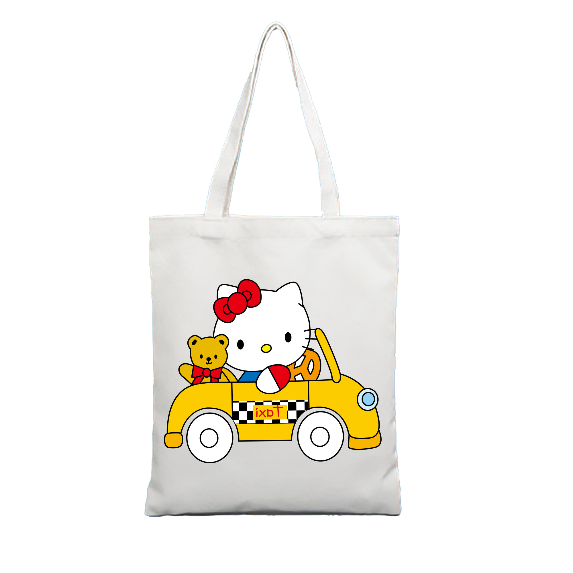 （画像用） Hello Kitty ハローキティ 縦型キャンバス生地手提げバッグ　トートバッグ
