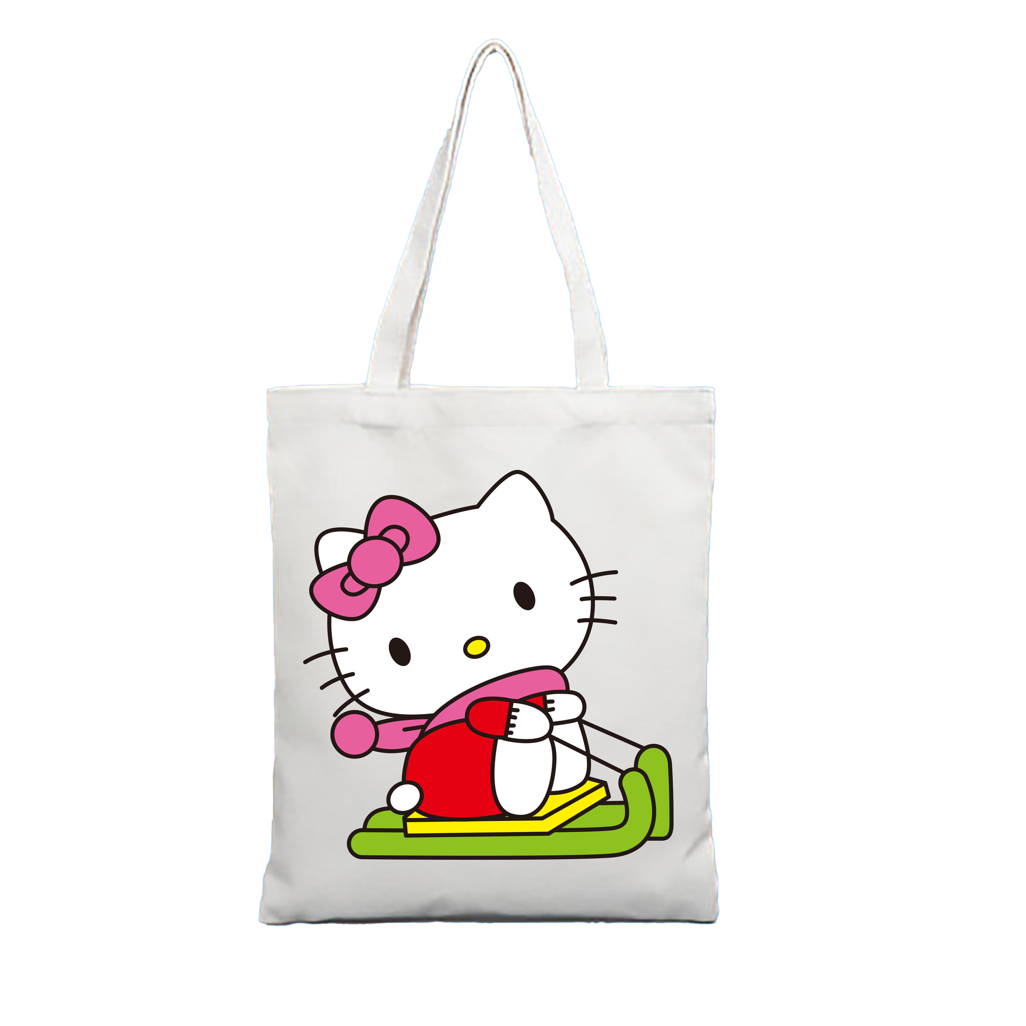 （画像用） Hello Kitty ハローキティ 縦型キャンバス生地手提げバッグ　トートバッグ