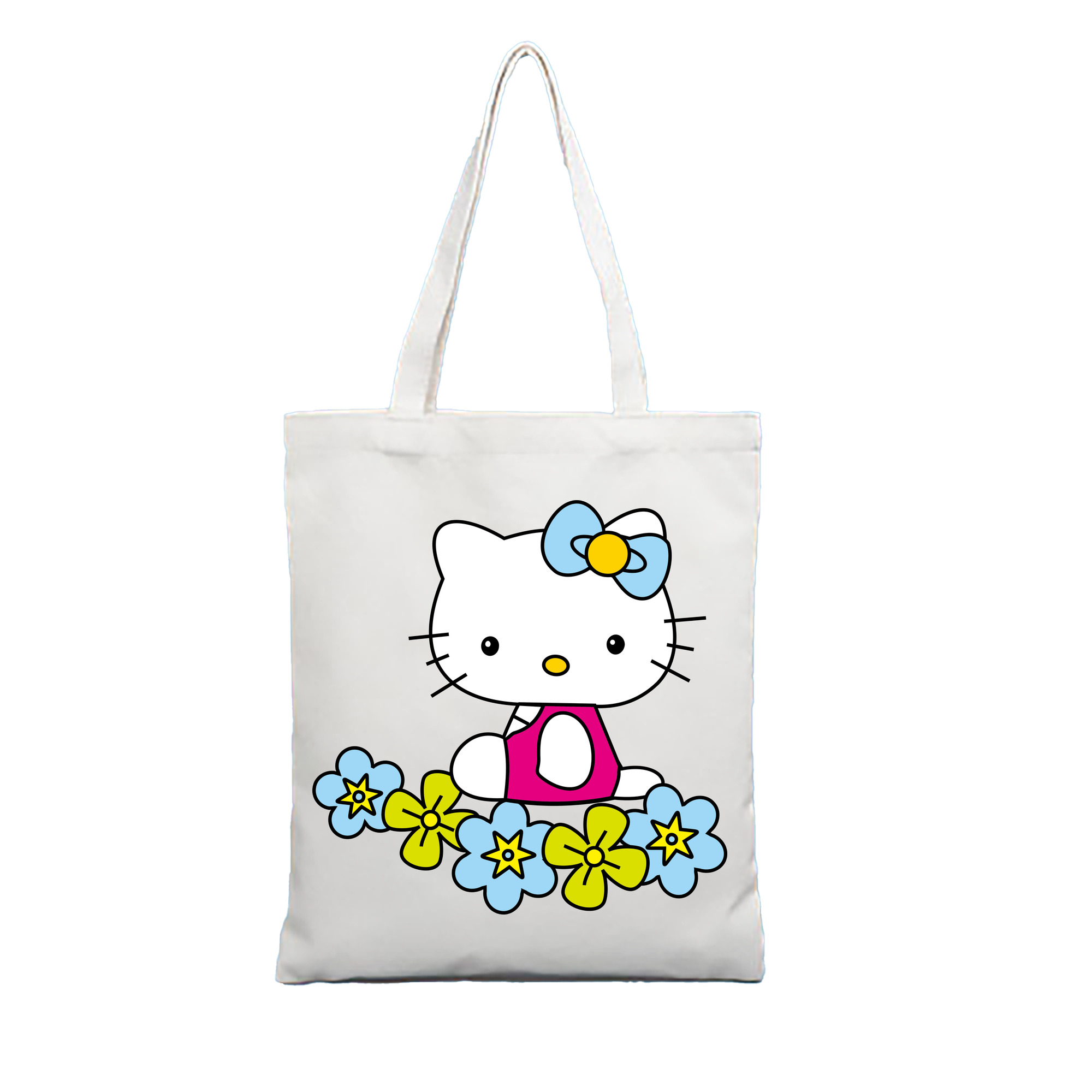 （画像用） Hello Kitty ハローキティ 縦型キャンバス生地手提げバッグ　トートバッグ