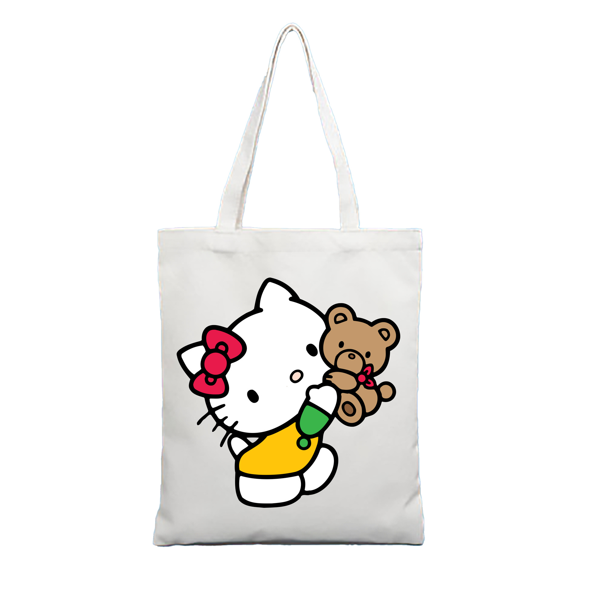 （画像用） Hello Kitty ハローキティ 縦型キャンバス生地手提げバッグ　トートバッグ
