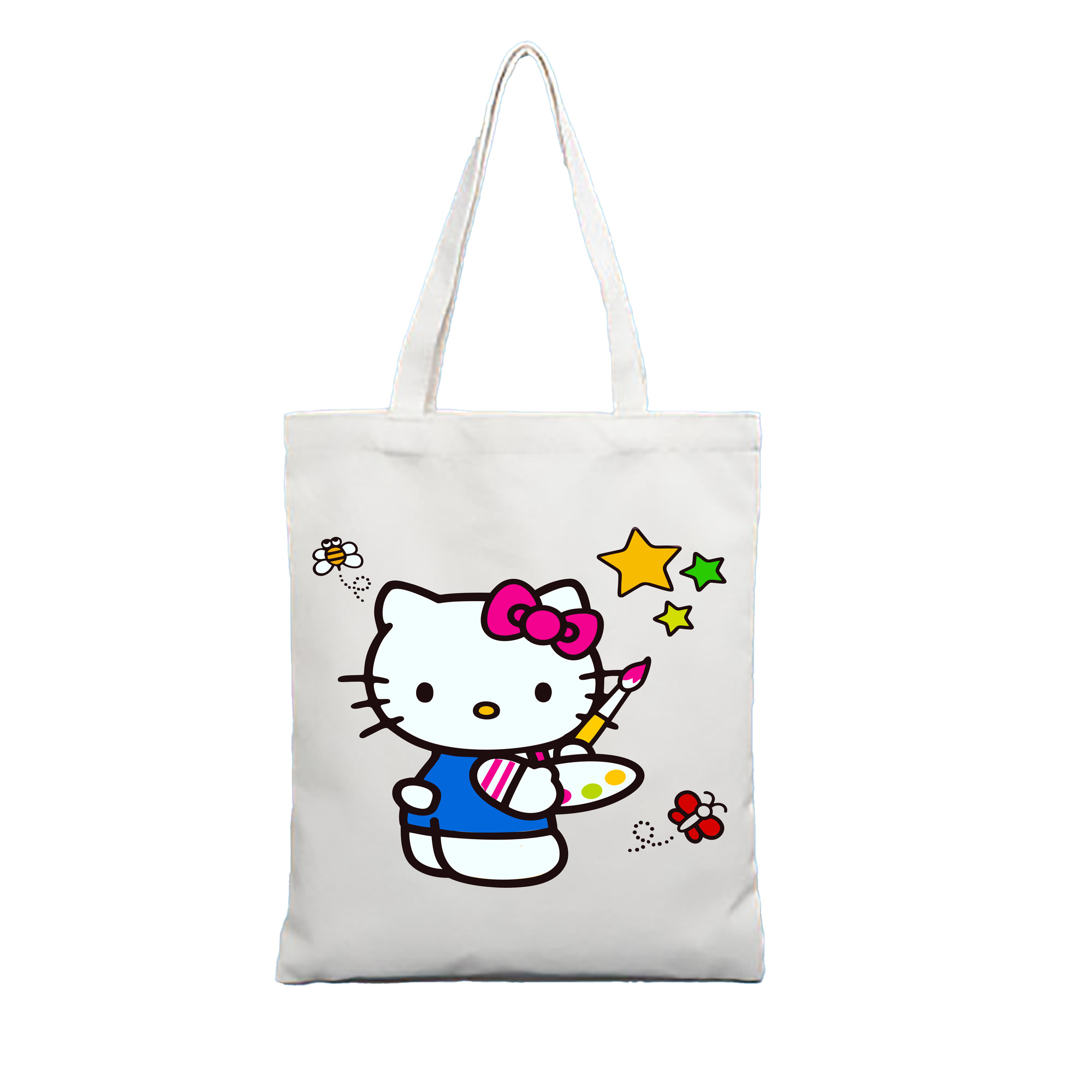 （画像用） Hello Kitty ハローキティ 縦型キャンバス生地手提げバッグ　トートバッグ