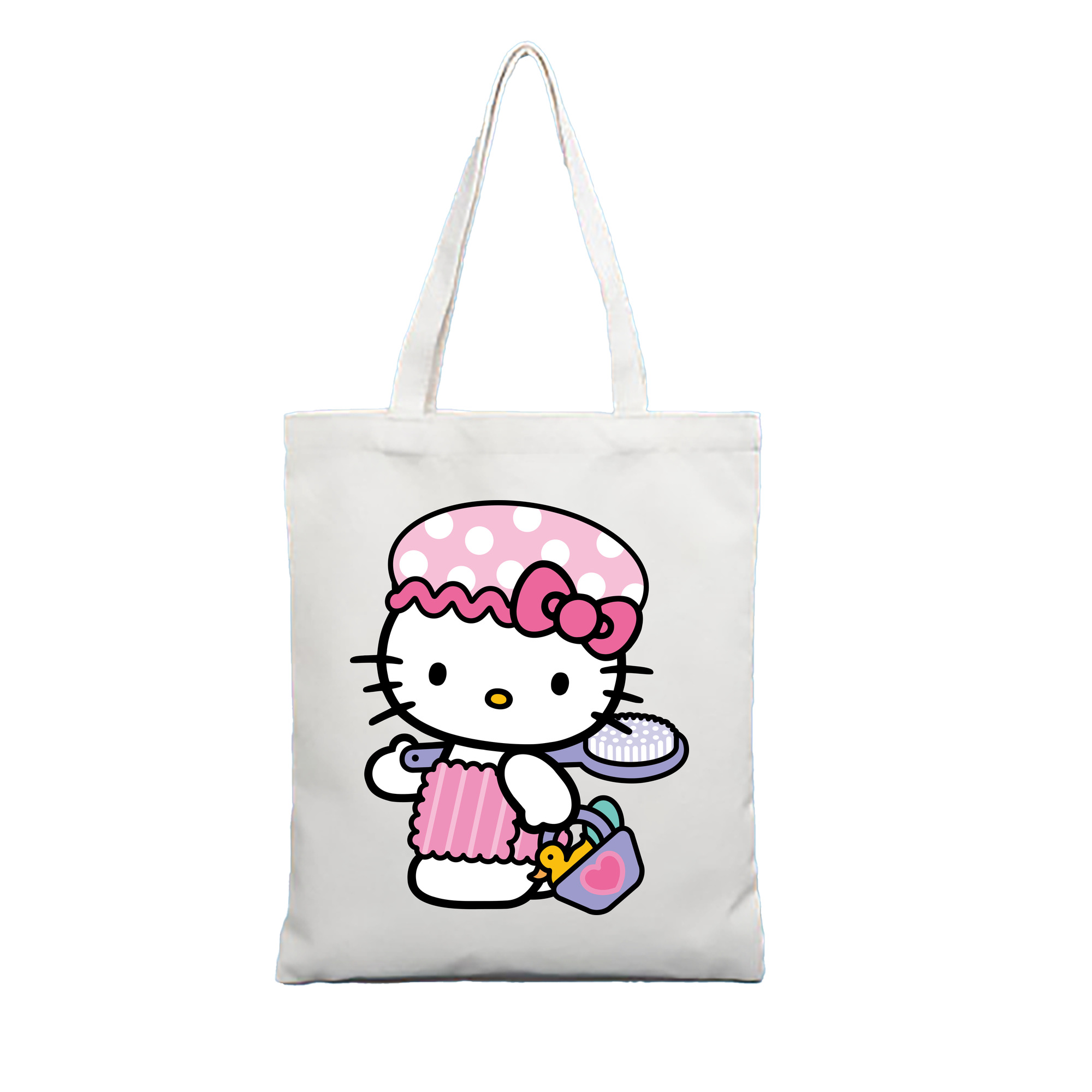 （画像用） Hello Kitty ハローキティ 縦型キャンバス生地手提げバッグ　トートバッグ