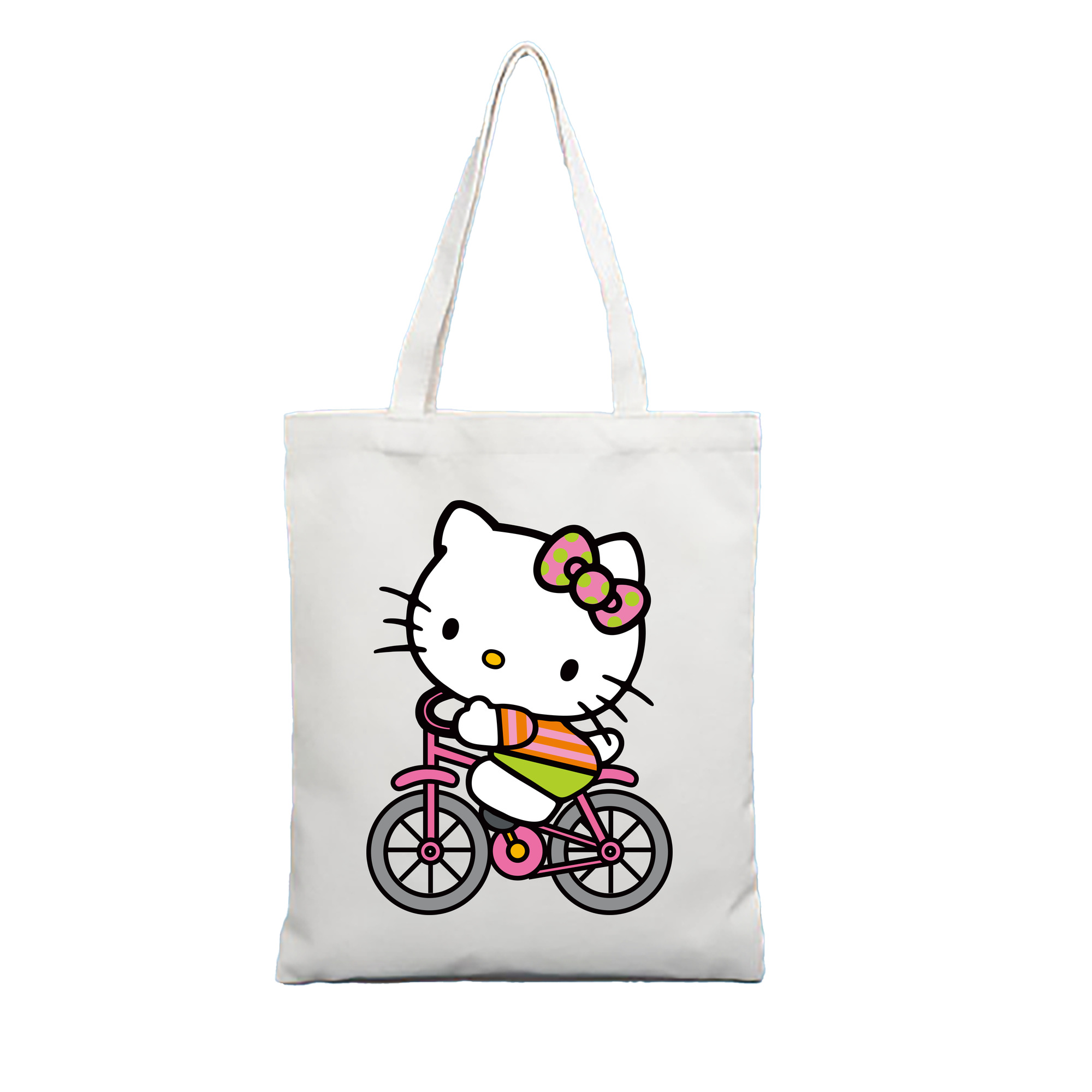 （画像用） Hello Kitty ハローキティ 縦型キャンバス生地手提げバッグ　トートバッグ