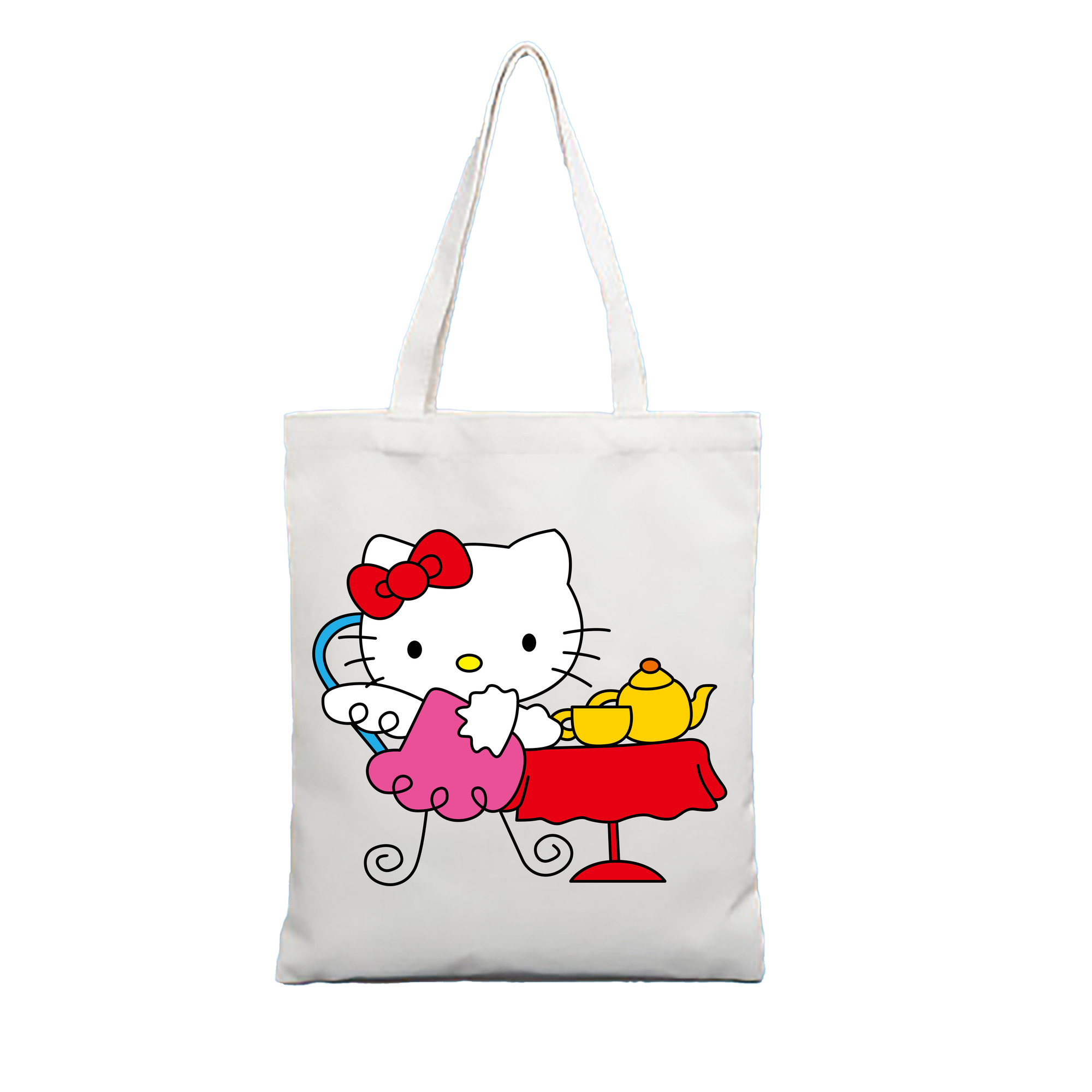（画像用） Hello Kitty ハローキティ 縦型キャンバス生地手提げバッグ　トートバッグ