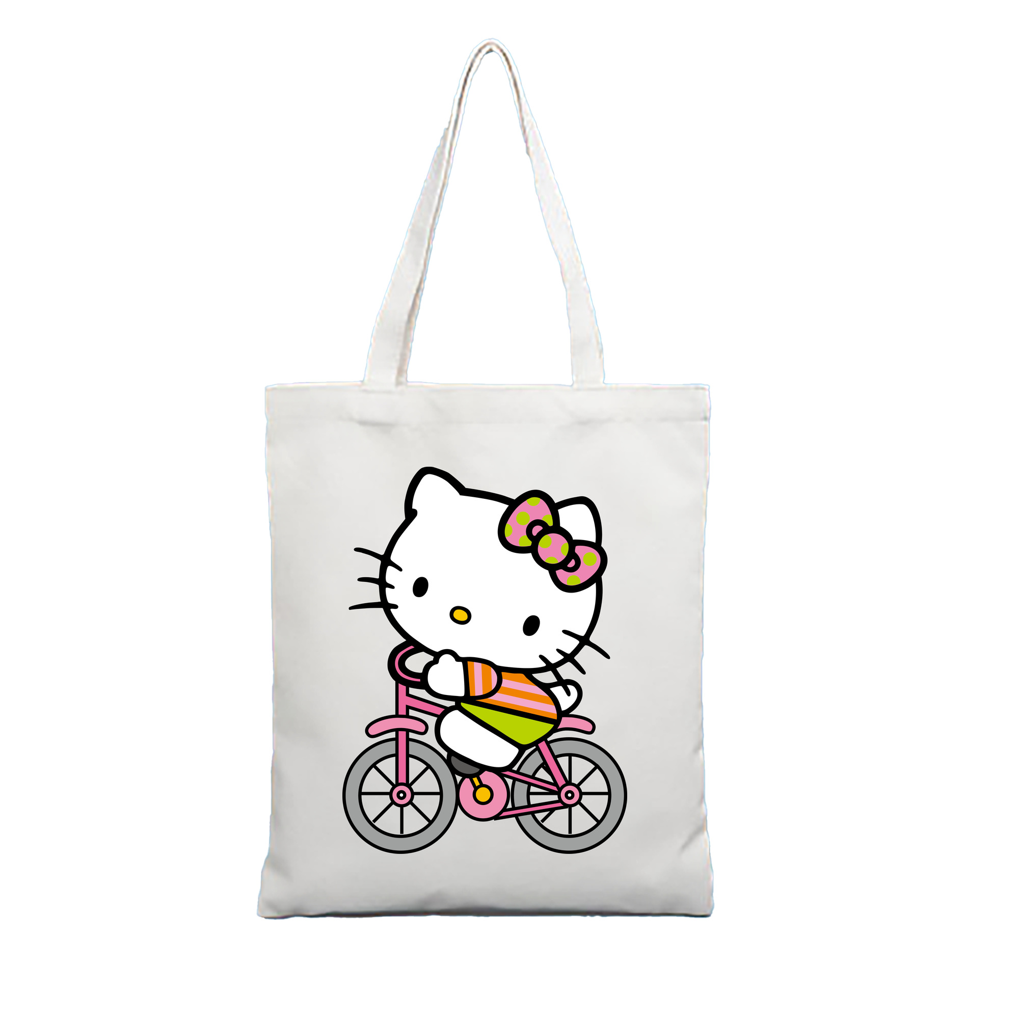 （画像用） Hello Kitty ハローキティ 縦型キャンバス生地手提げバッグ　トートバッグ