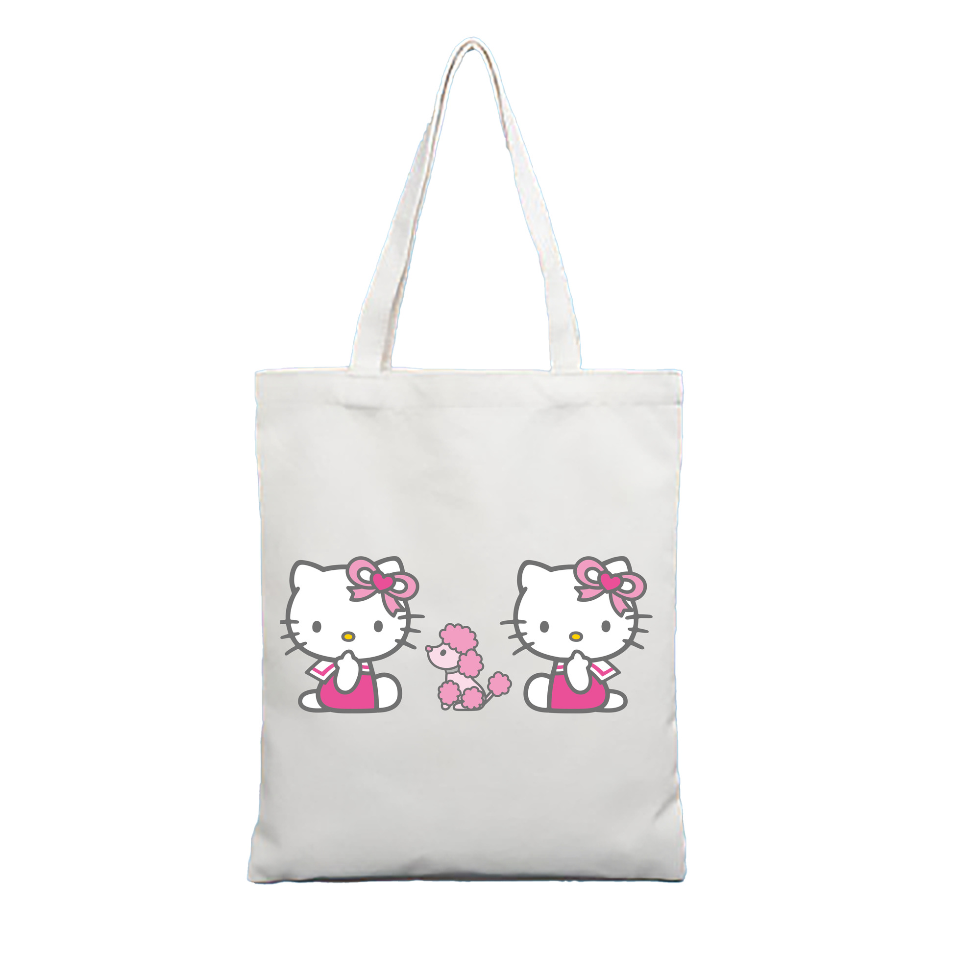 （画像用） Hello Kitty ハローキティ 縦型キャンバス生地手提げバッグ　トートバッグ