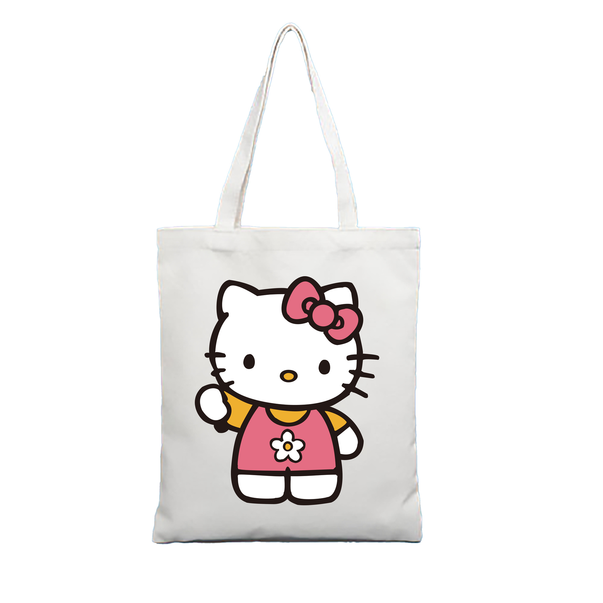 （画像用） Hello Kitty ハローキティ 縦型キャンバス生地手提げバッグ　トートバッグ