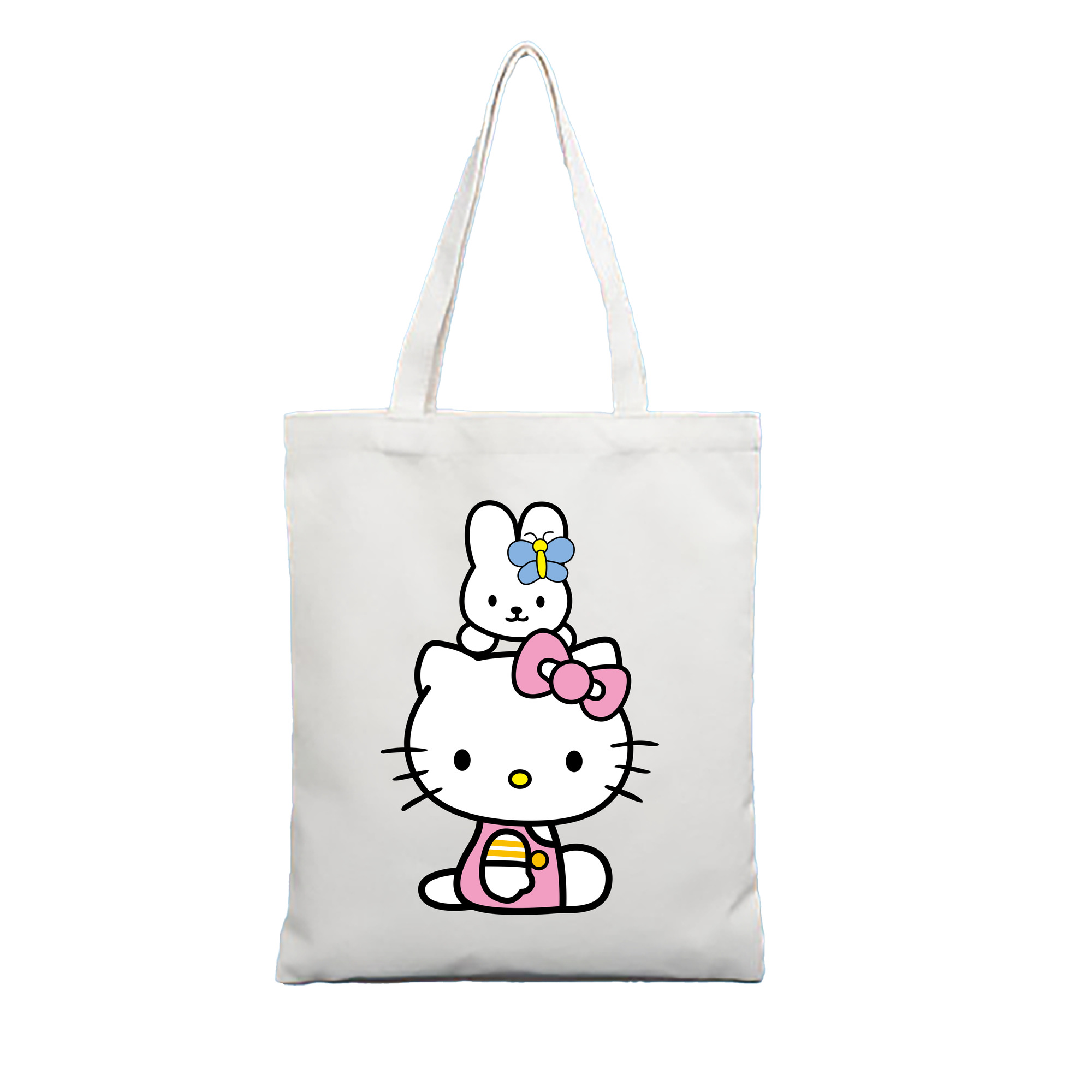 （画像用） Hello Kitty ハローキティ 縦型キャンバス生地手提げバッグ　トートバッグ