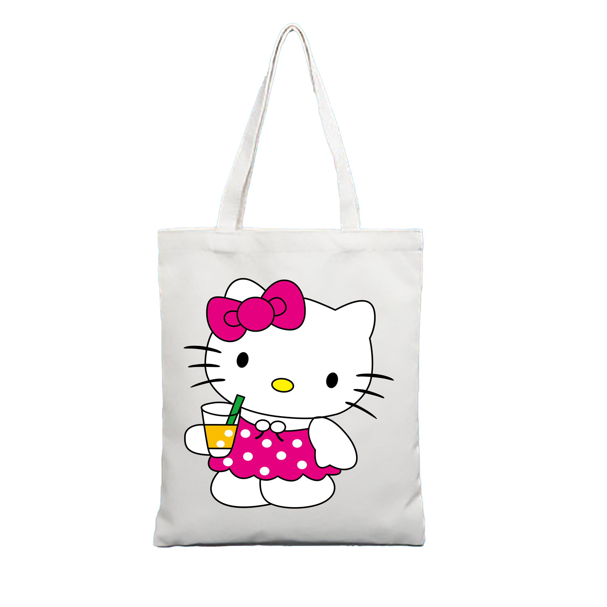 （画像用） Hello Kitty ハローキティ 縦型キャンバス生地手提げバッグ　トートバッグ