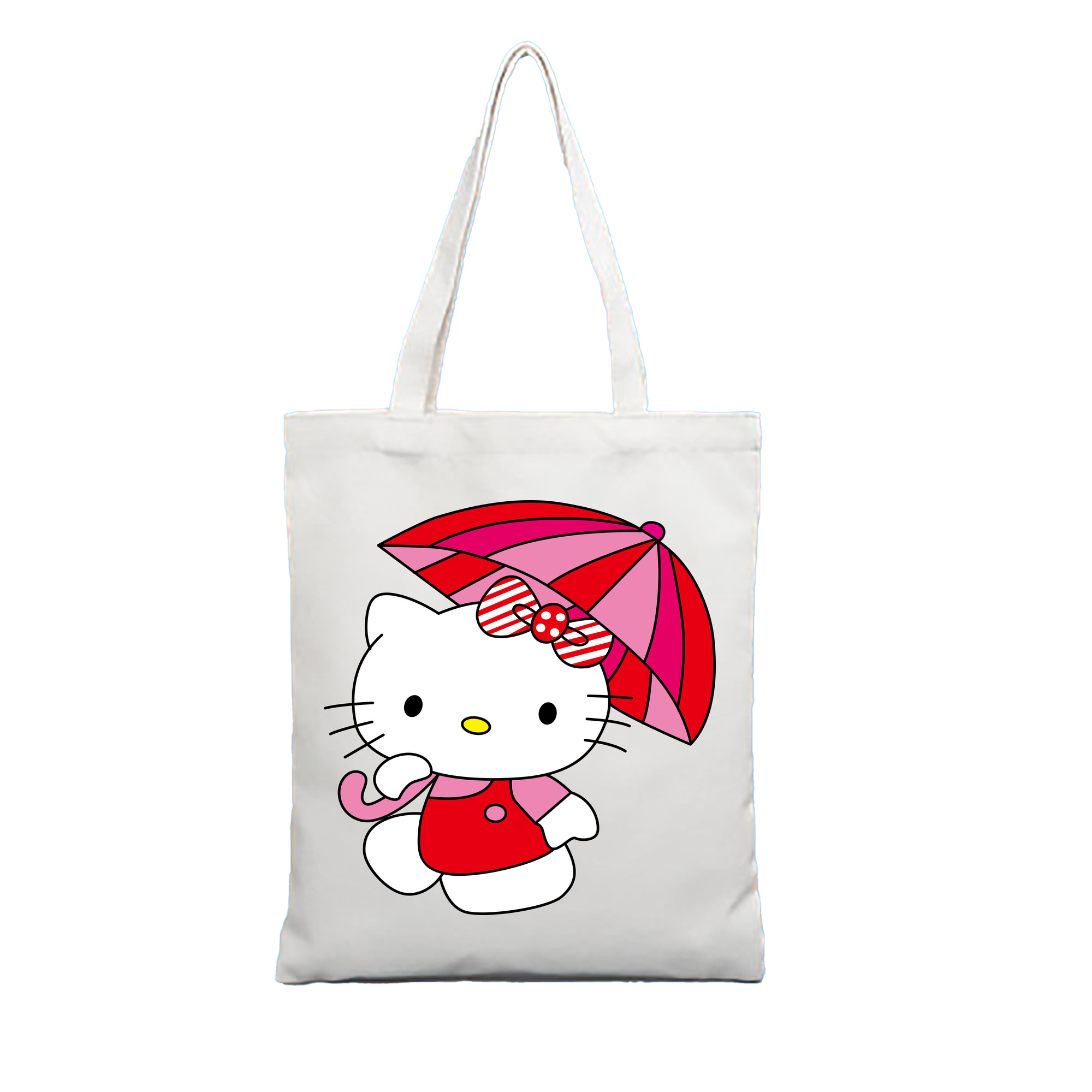 （画像用） Hello Kitty ハローキティ 縦型キャンバス生地手提げバッグ　トートバッグ