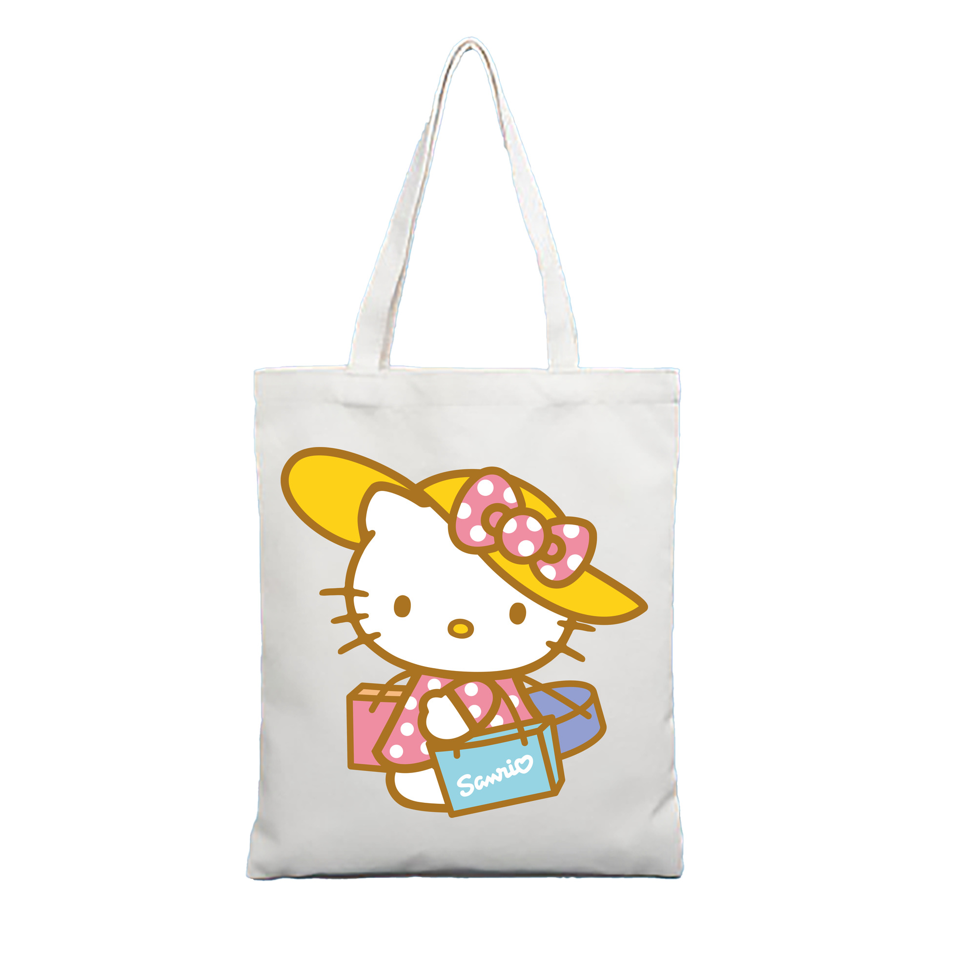 （画像用） Hello Kitty ハローキティ 縦型キャンバス生地手提げバッグ　トートバッグ