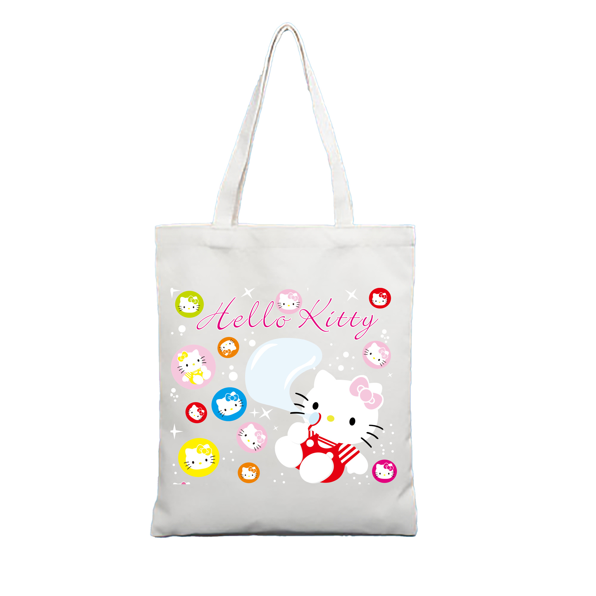 （画像用） Hello Kitty ハローキティ 縦型キャンバス生地手提げバッグ　トートバッグ