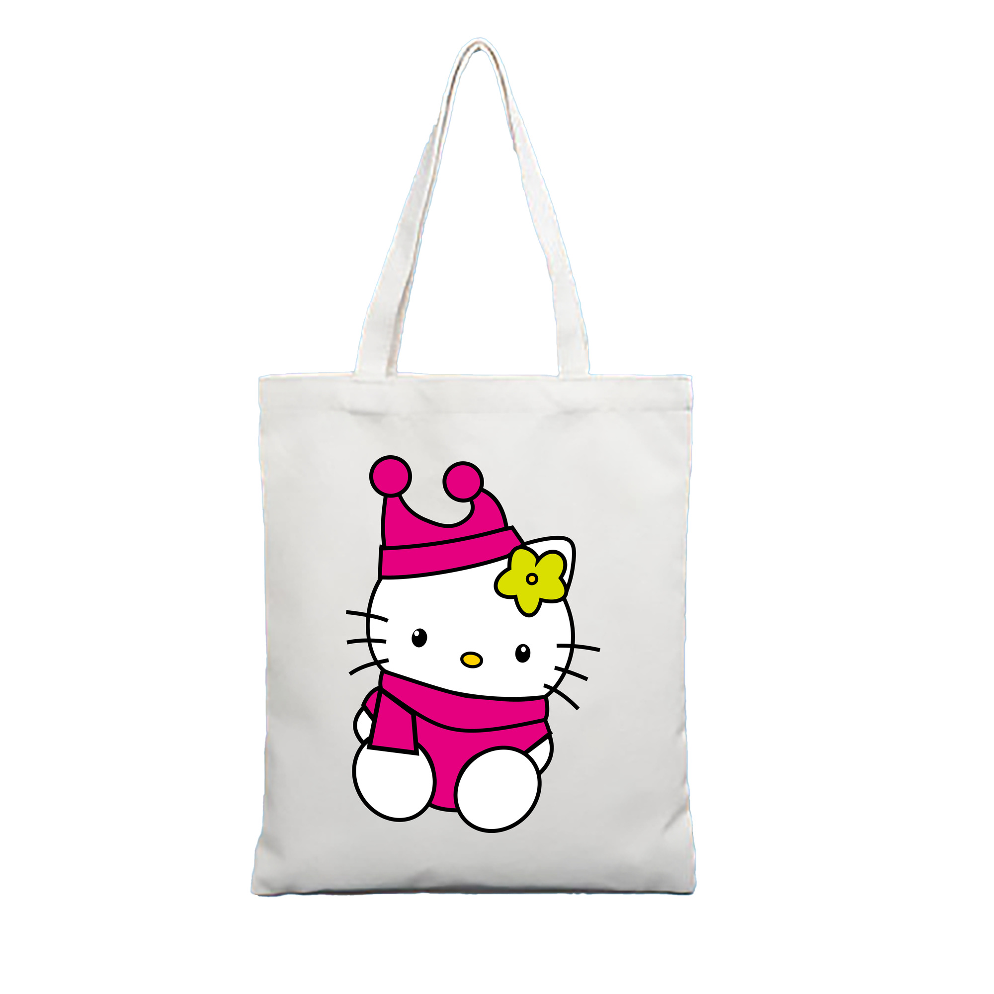 （画像用） Hello Kitty ハローキティ 縦型キャンバス生地手提げバッグ　トートバッグ