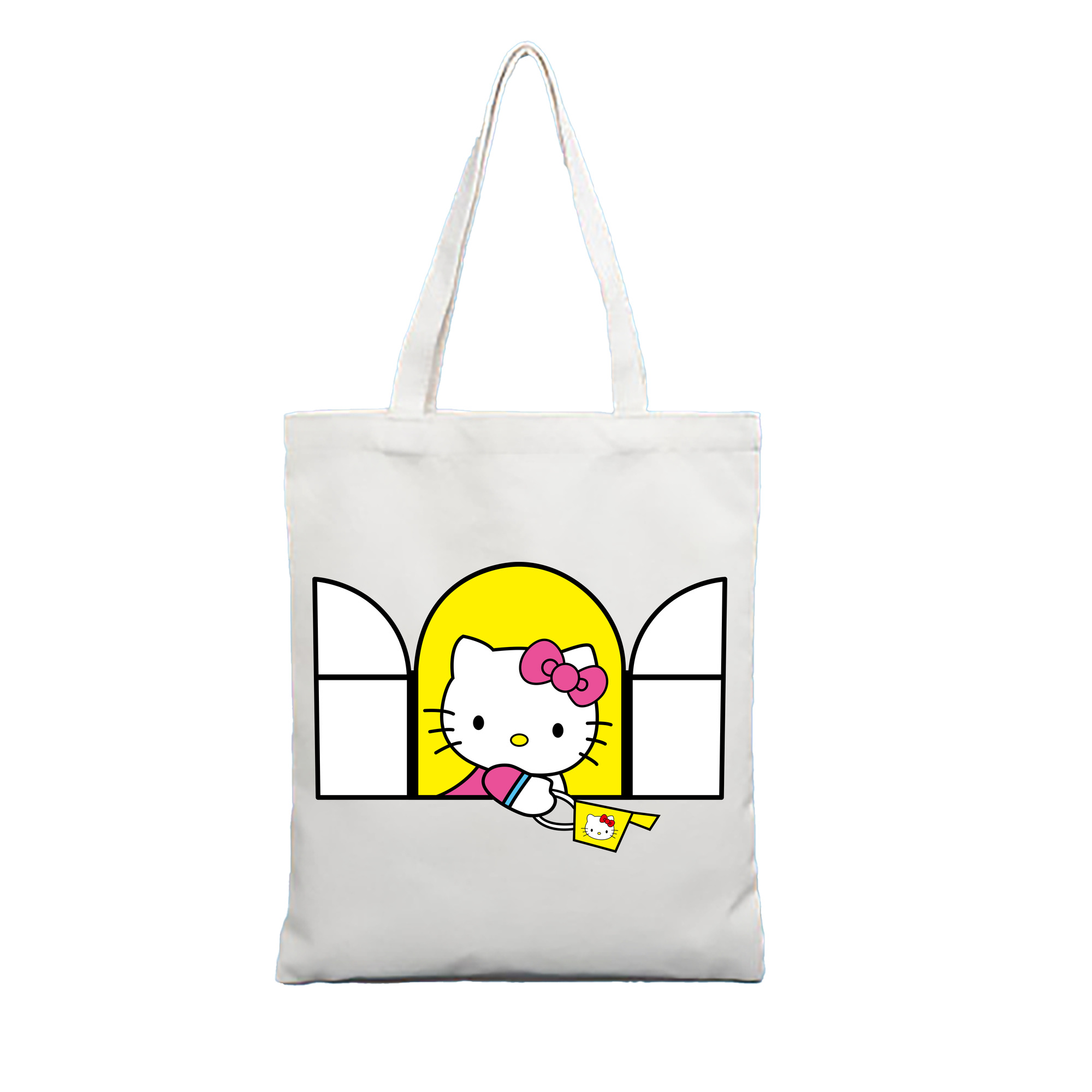 （画像用） Hello Kitty ハローキティ 縦型キャンバス生地手提げバッグ　トートバッグ