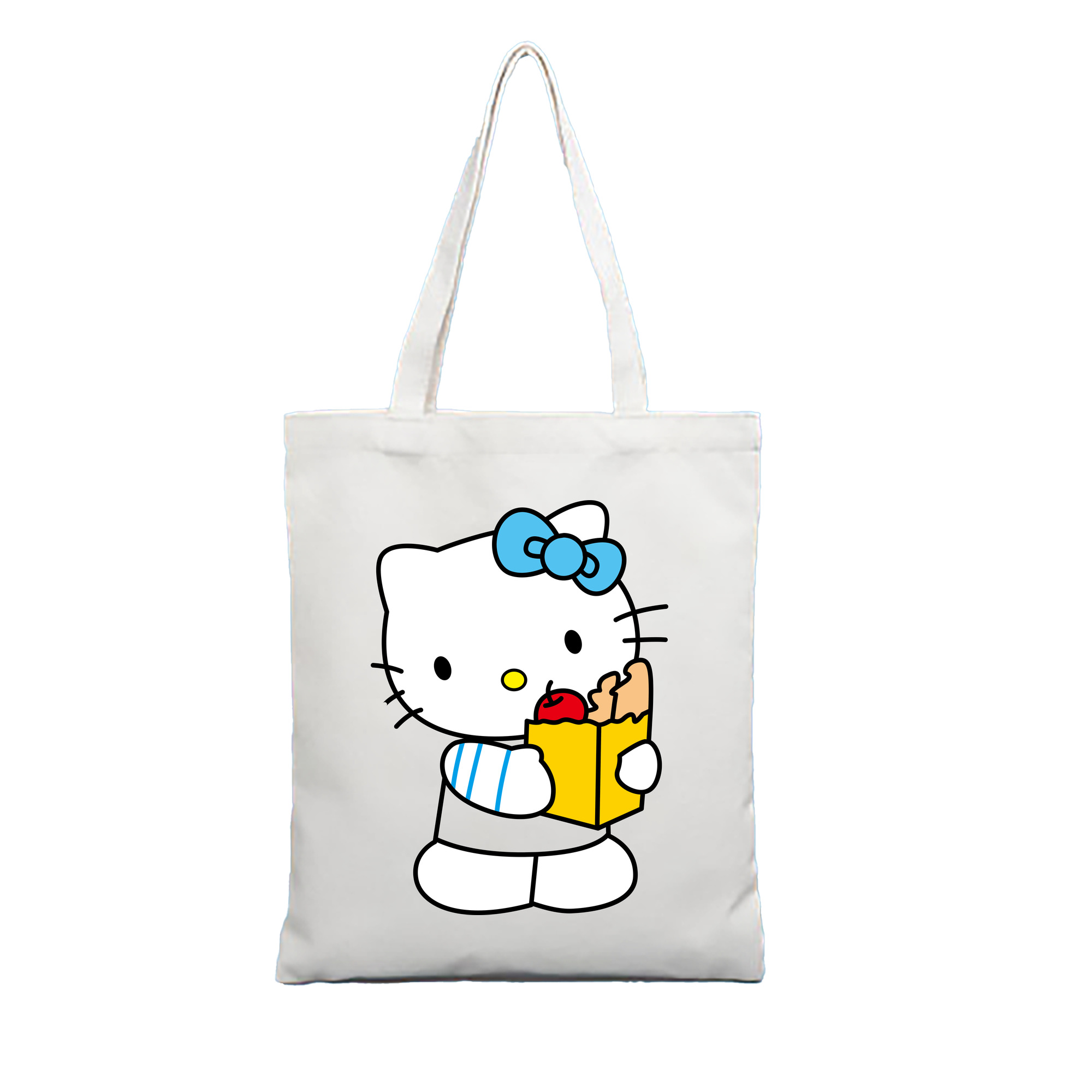 （画像用） Hello Kitty ハローキティ 縦型キャンバス生地手提げバッグ　トートバッグ