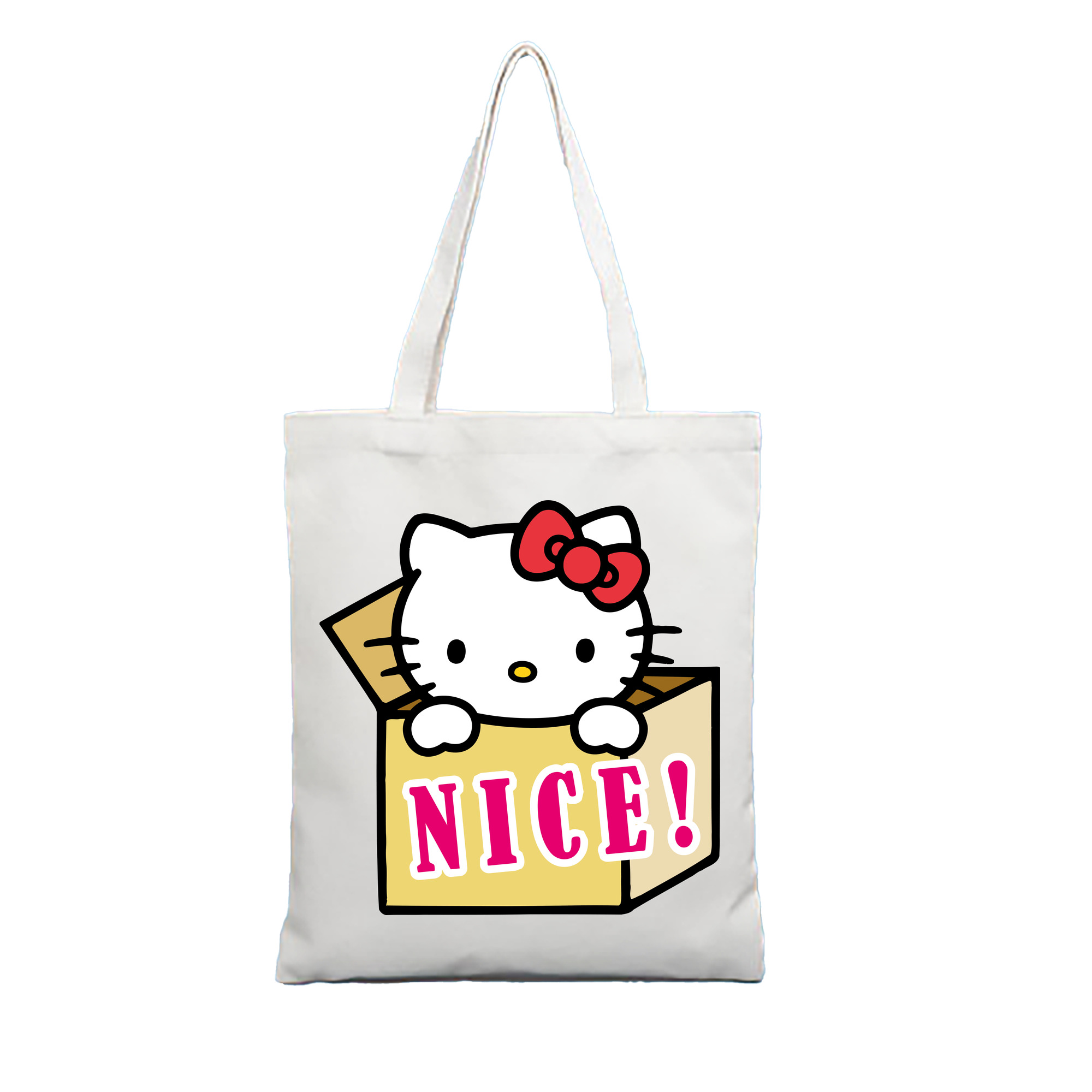 （画像用） Hello Kitty ハローキティ 縦型キャンバス生地手提げバッグ　トートバッグ