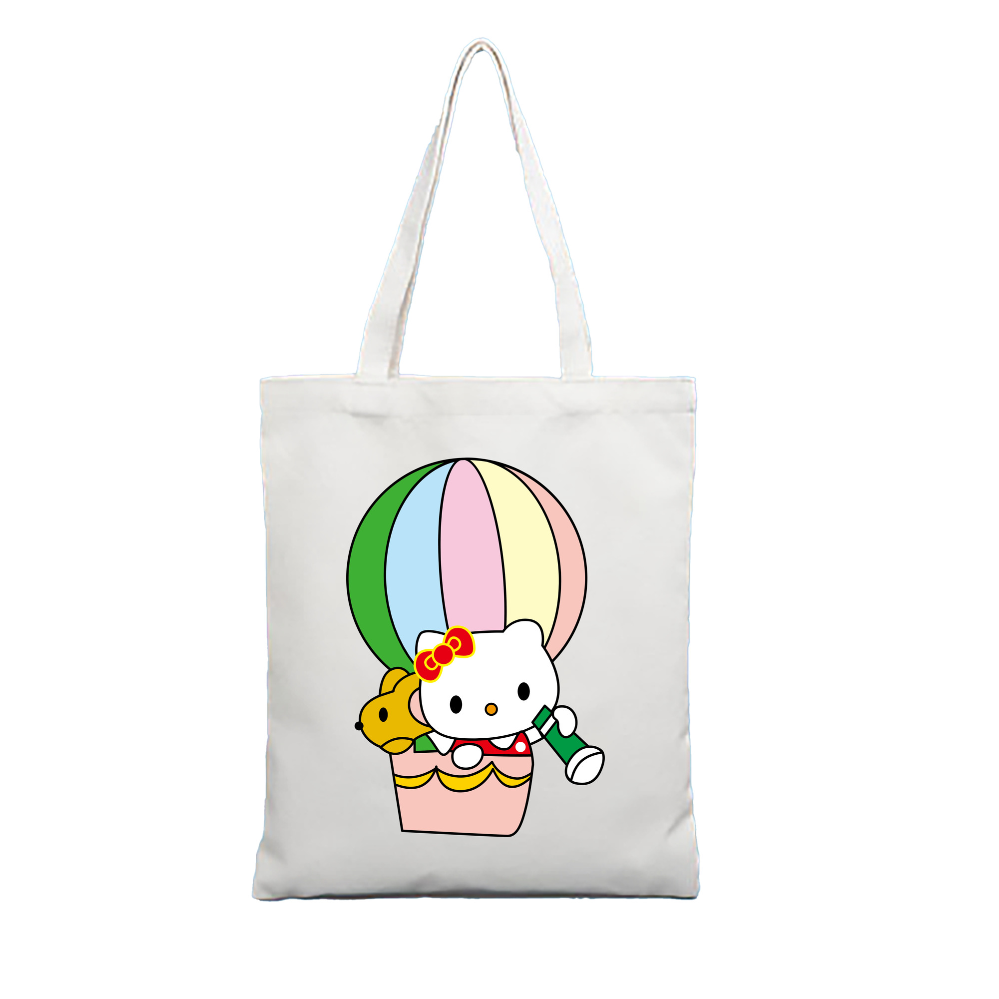 （画像用） Hello Kitty ハローキティ 縦型キャンバス生地手提げバッグ　トートバッグ
