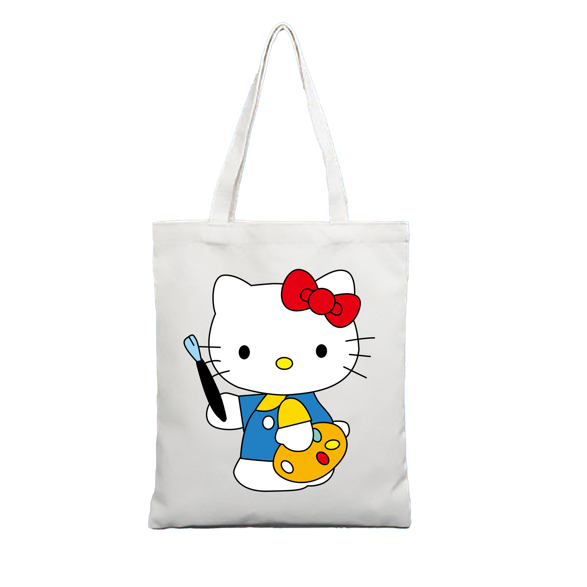 （画像用） Hello Kitty ハローキティ 縦型キャンバス生地手提げバッグ　トートバッグ