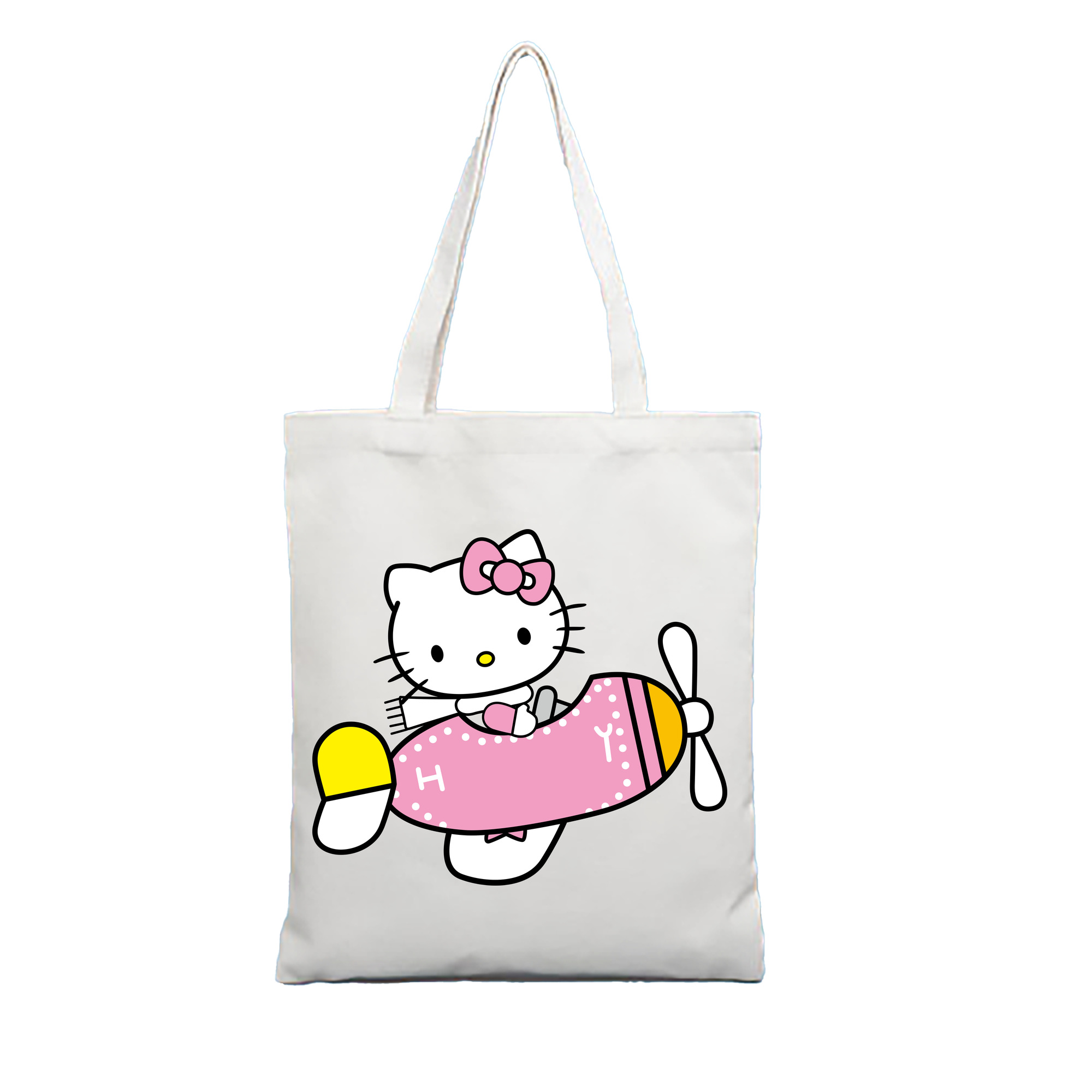 （画像用） Hello Kitty ハローキティ 縦型キャンバス生地手提げバッグ　トートバッグ