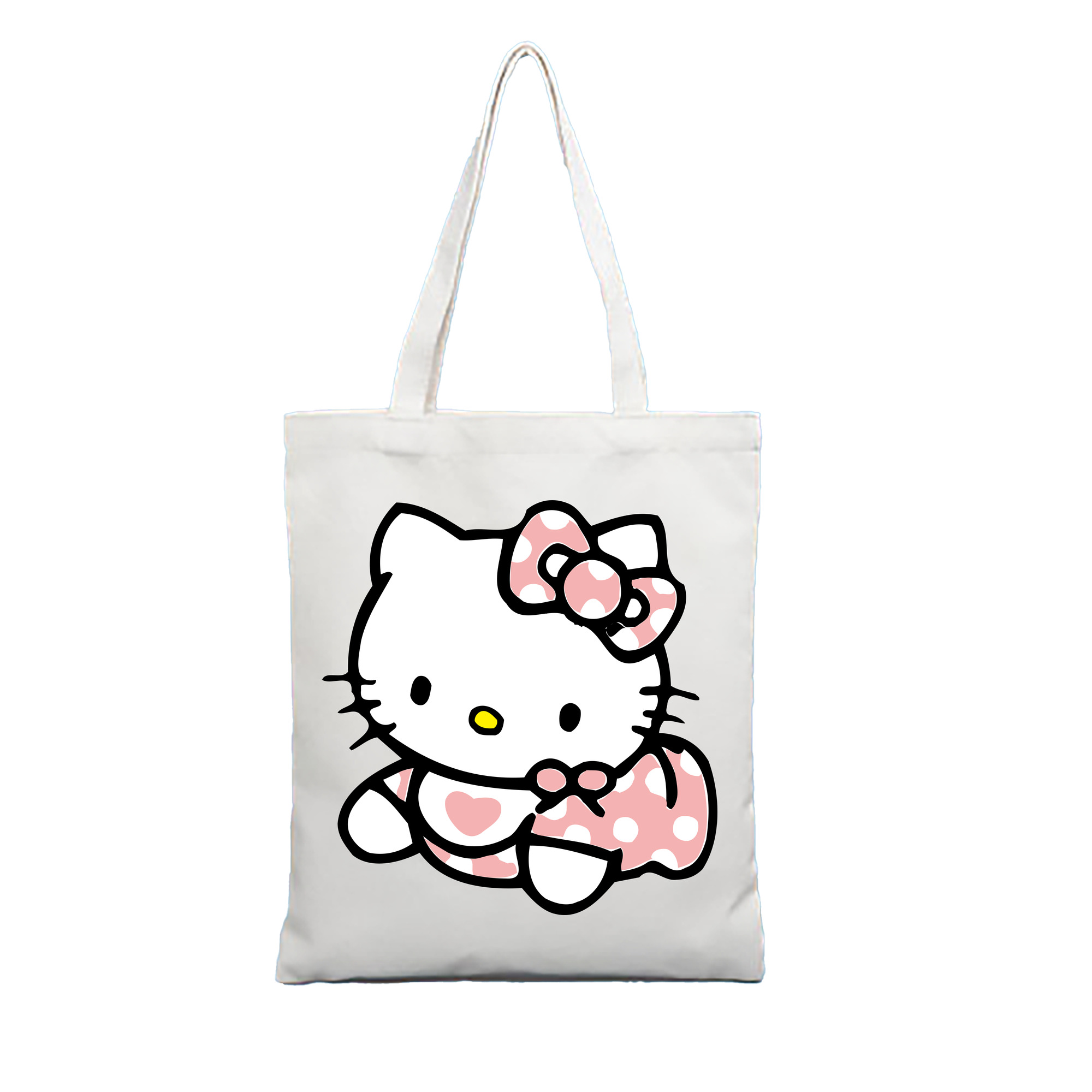 （画像用） Hello Kitty ハローキティ 縦型キャンバス生地手提げバッグ　トートバッグ