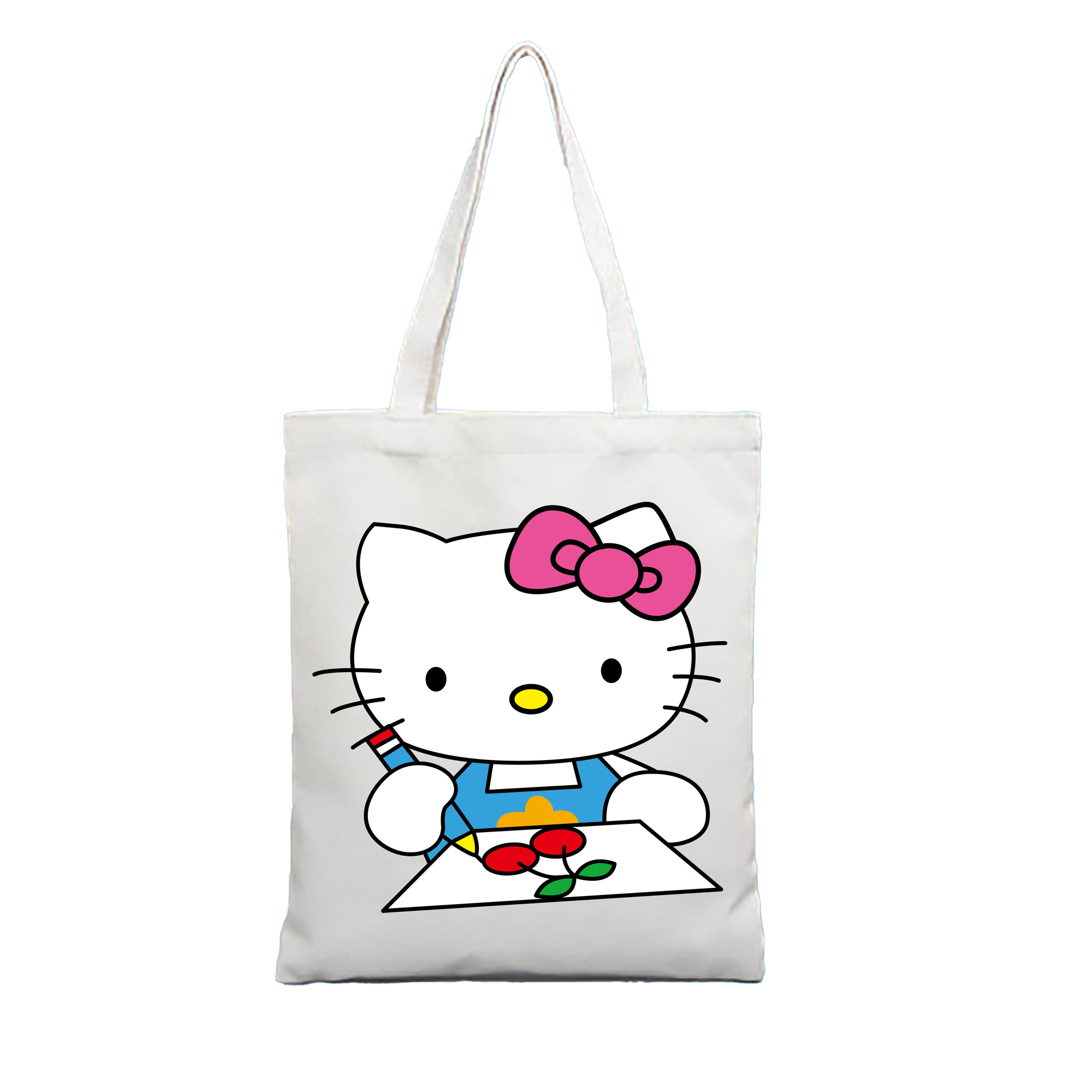 （画像用） Hello Kitty ハローキティ 縦型キャンバス生地手提げバッグ　トートバッグ