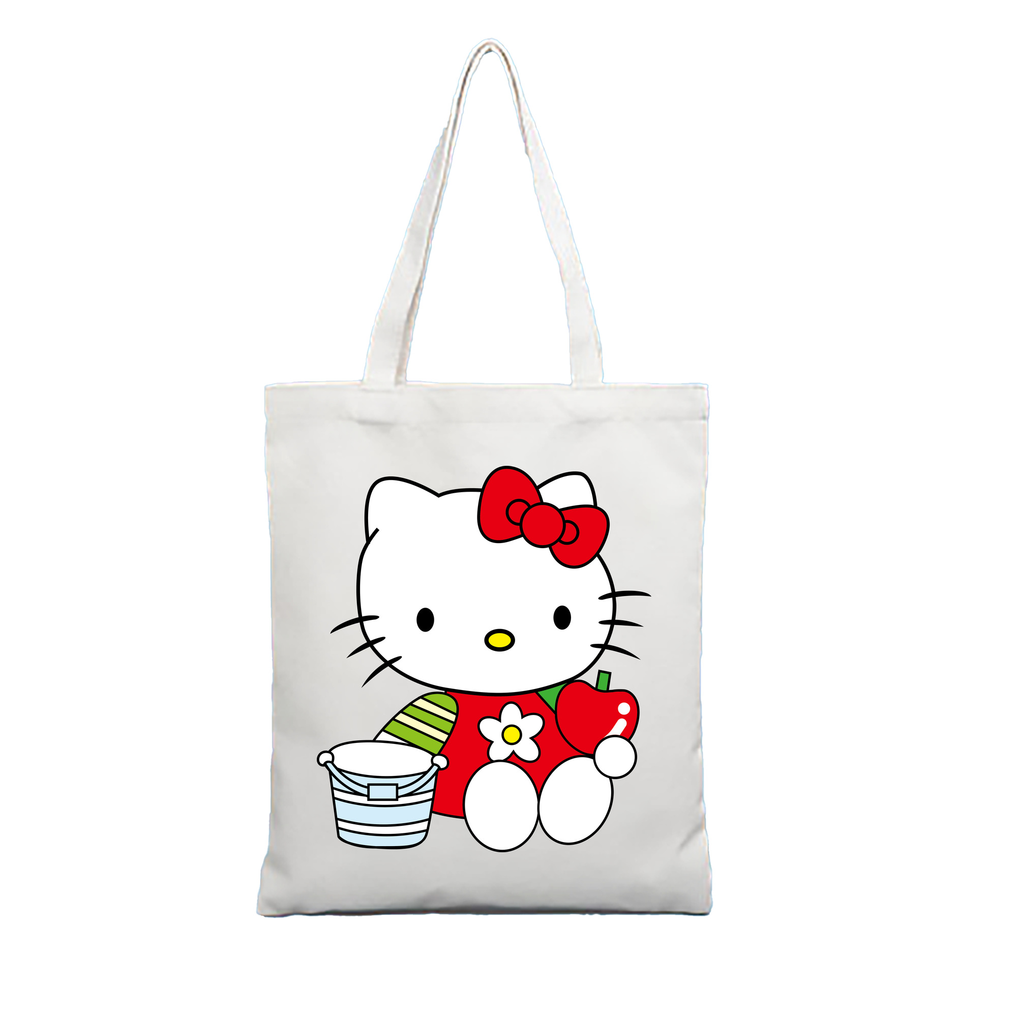 （画像用） Hello Kitty ハローキティ 縦型キャンバス生地手提げバッグ　トートバッグ