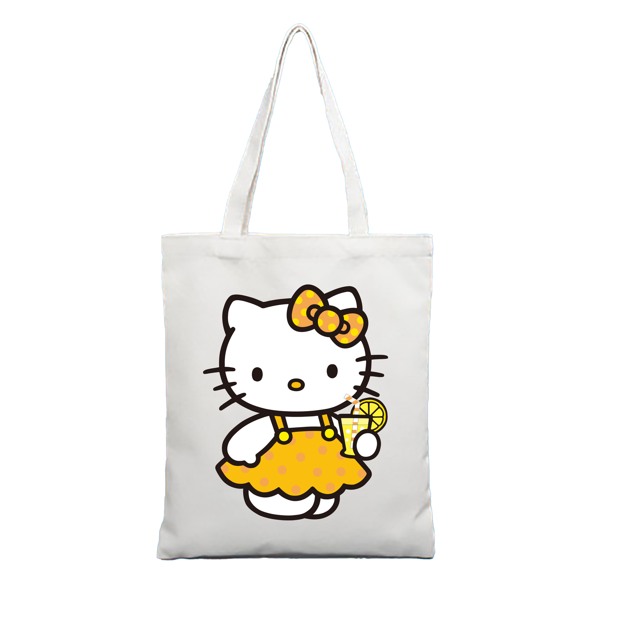 （画像用） Hello Kitty ハローキティ 縦型キャンバス生地手提げバッグ　トートバッグ