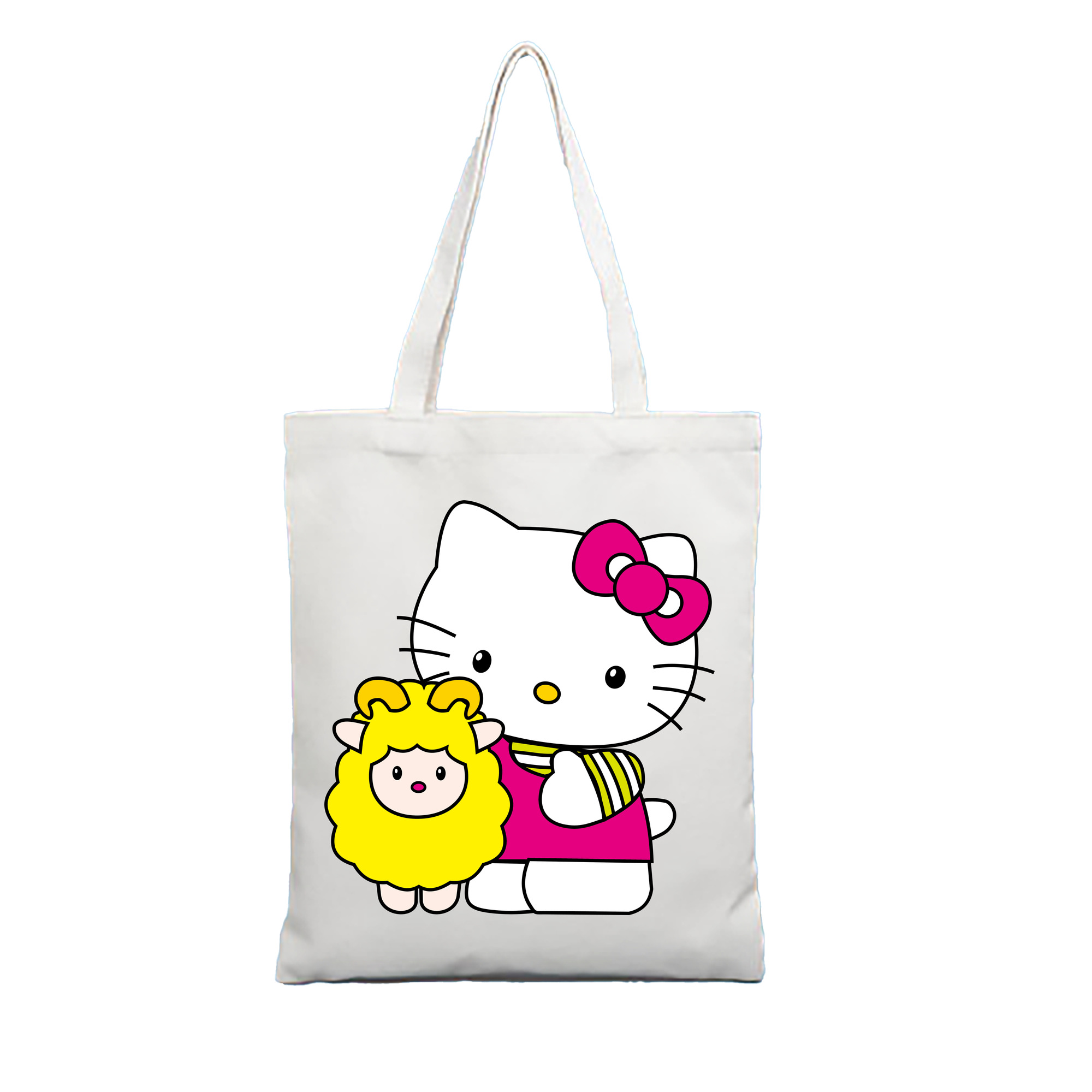 （画像用） Hello Kitty ハローキティ 縦型キャンバス生地手提げバッグ　トートバッグ