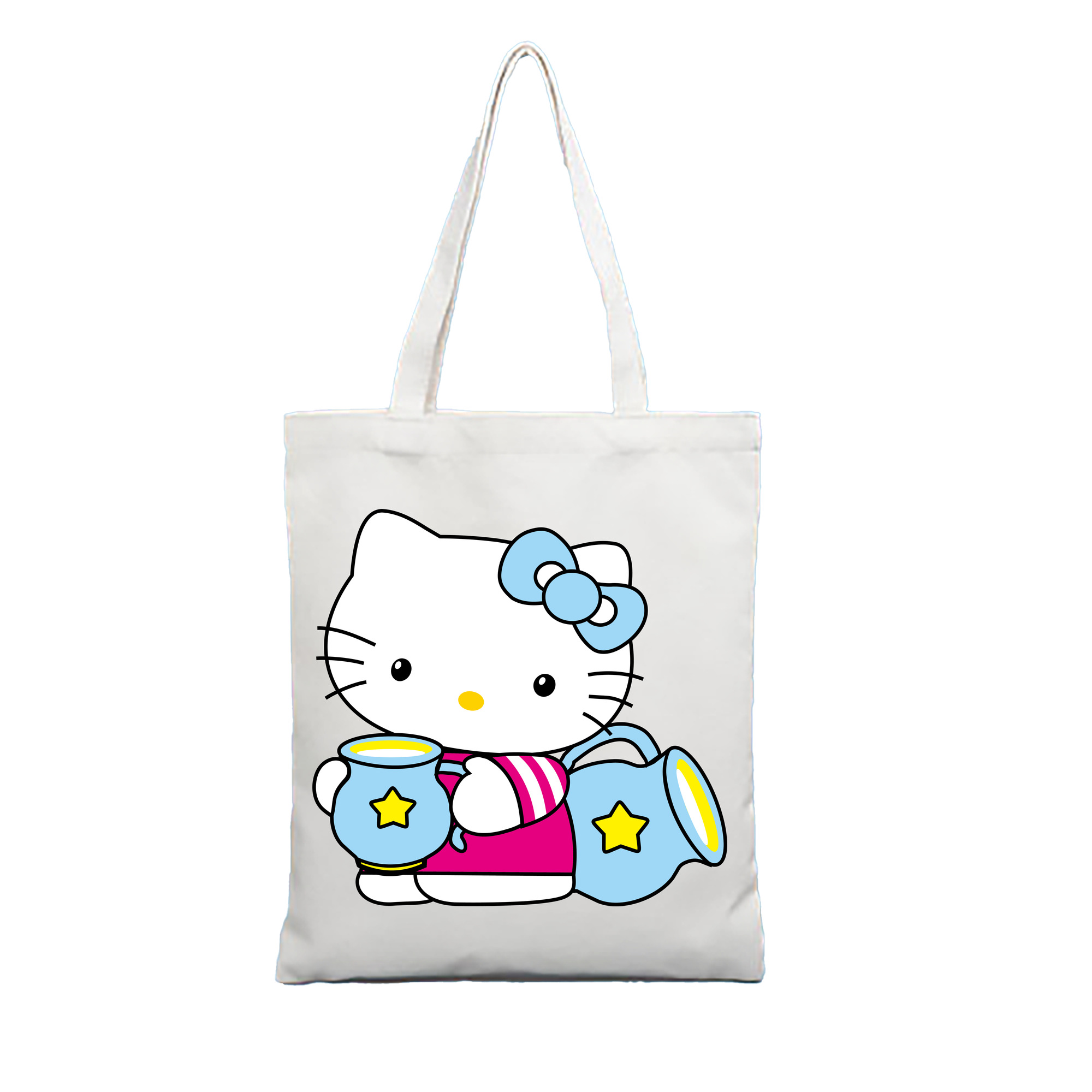 （画像用） Hello Kitty ハローキティ 縦型キャンバス生地手提げバッグ　トートバッグ