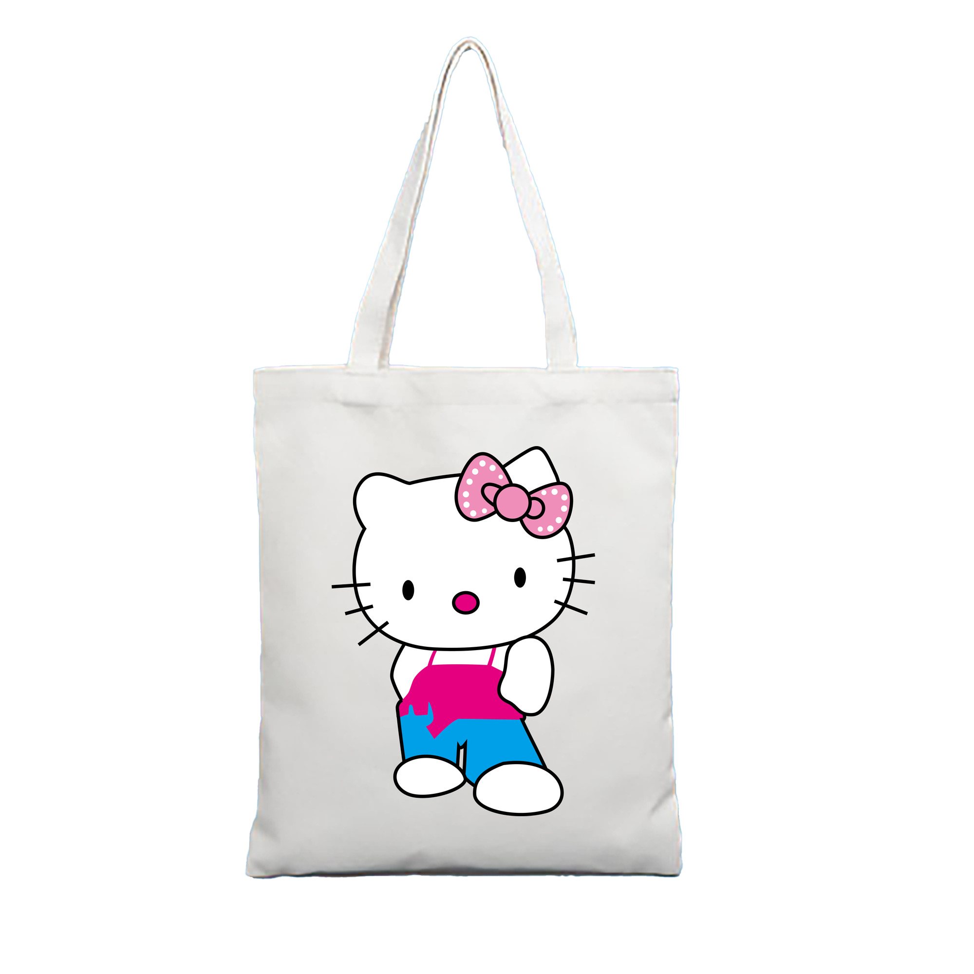 （画像用） Hello Kitty ハローキティ 縦型キャンバス生地手提げバッグ　トートバッグ