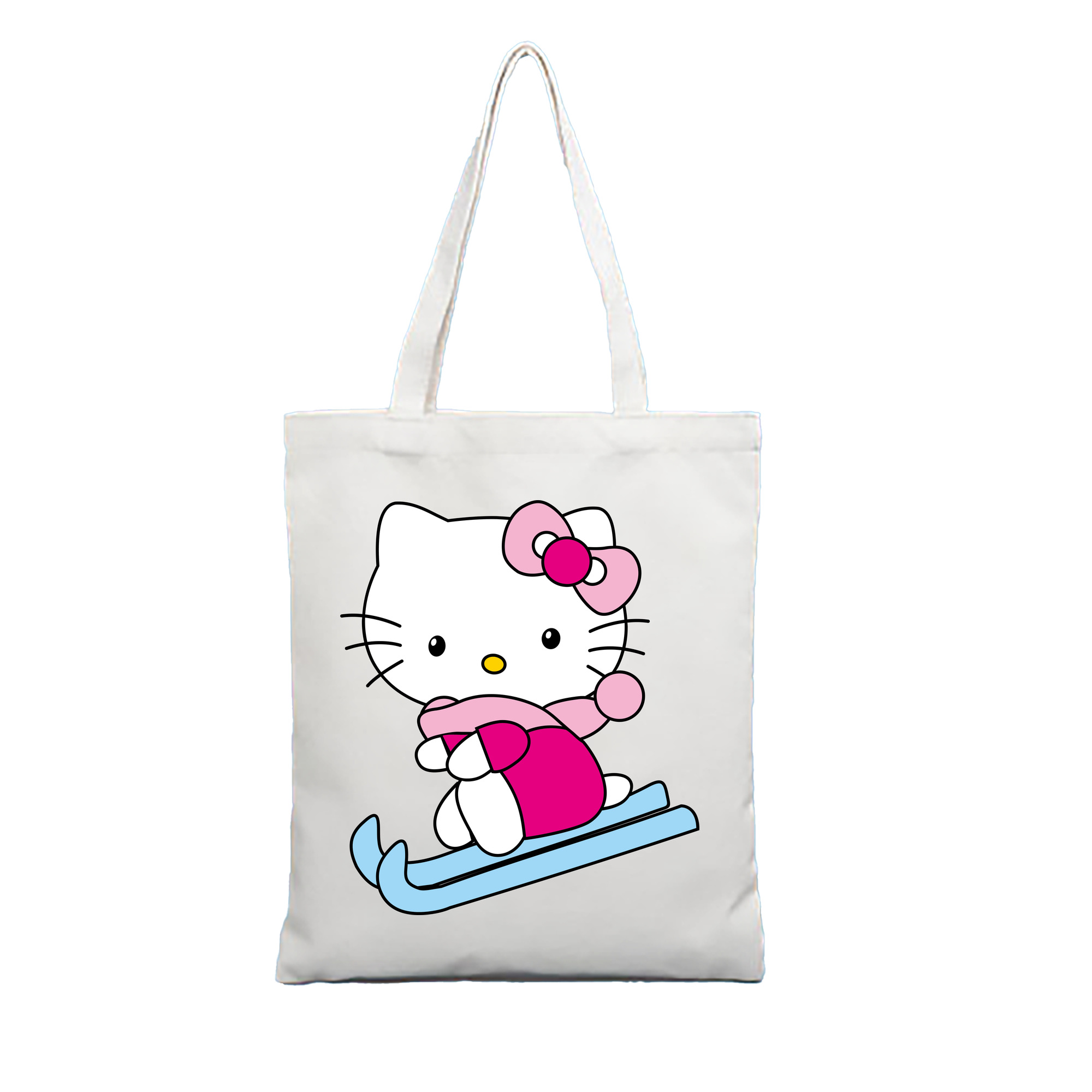（画像用） Hello Kitty ハローキティ 縦型キャンバス生地手提げバッグ　トートバッグ