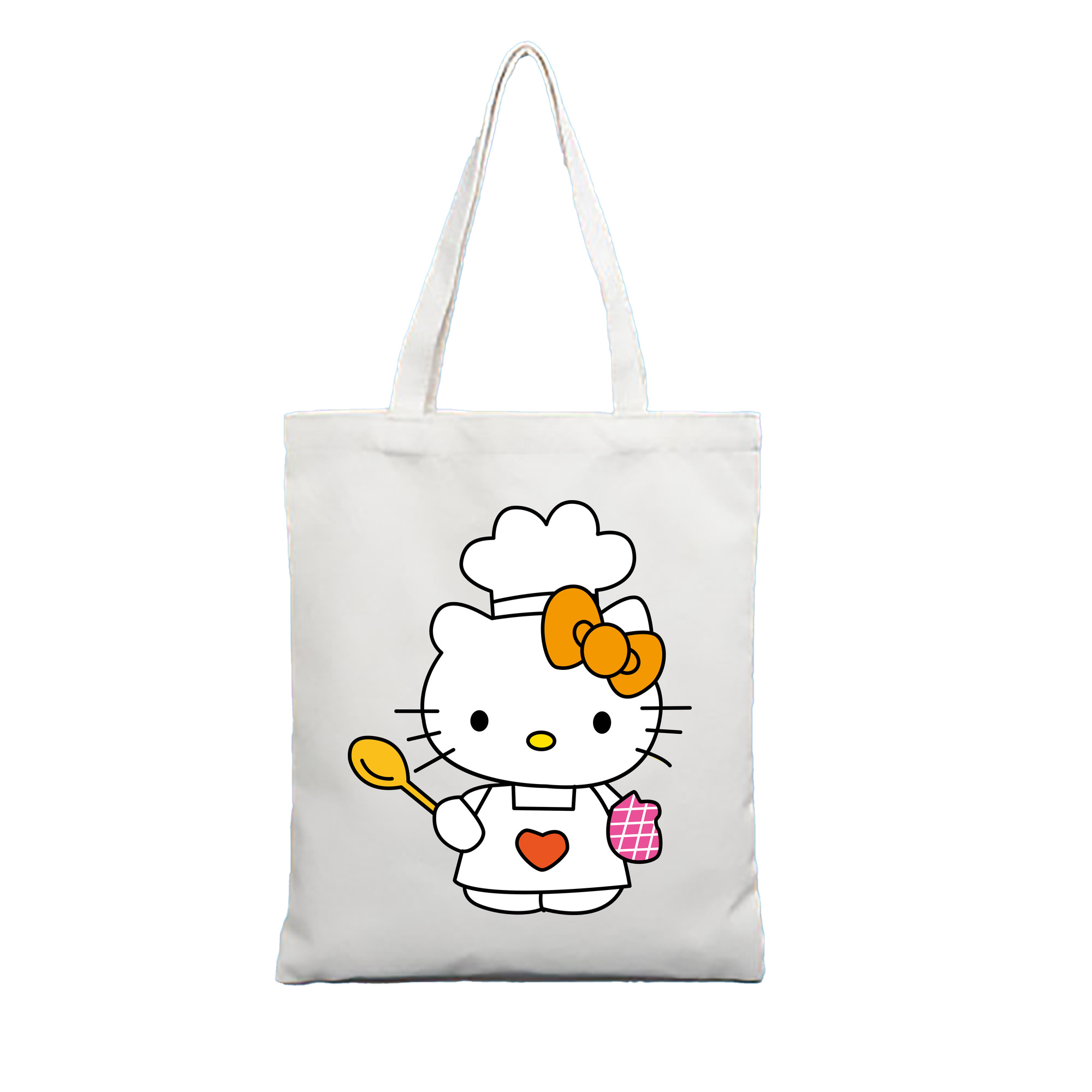 （画像用） Hello Kitty ハローキティ 縦型キャンバス生地手提げバッグ　トートバッグ