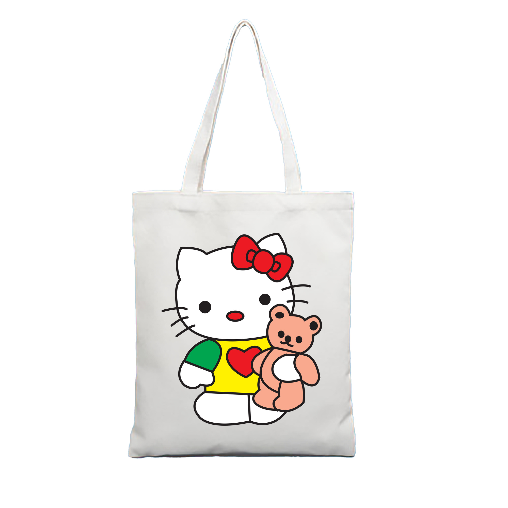 （画像用） Hello Kitty ハローキティ 縦型キャンバス生地手提げバッグ　トートバッグ