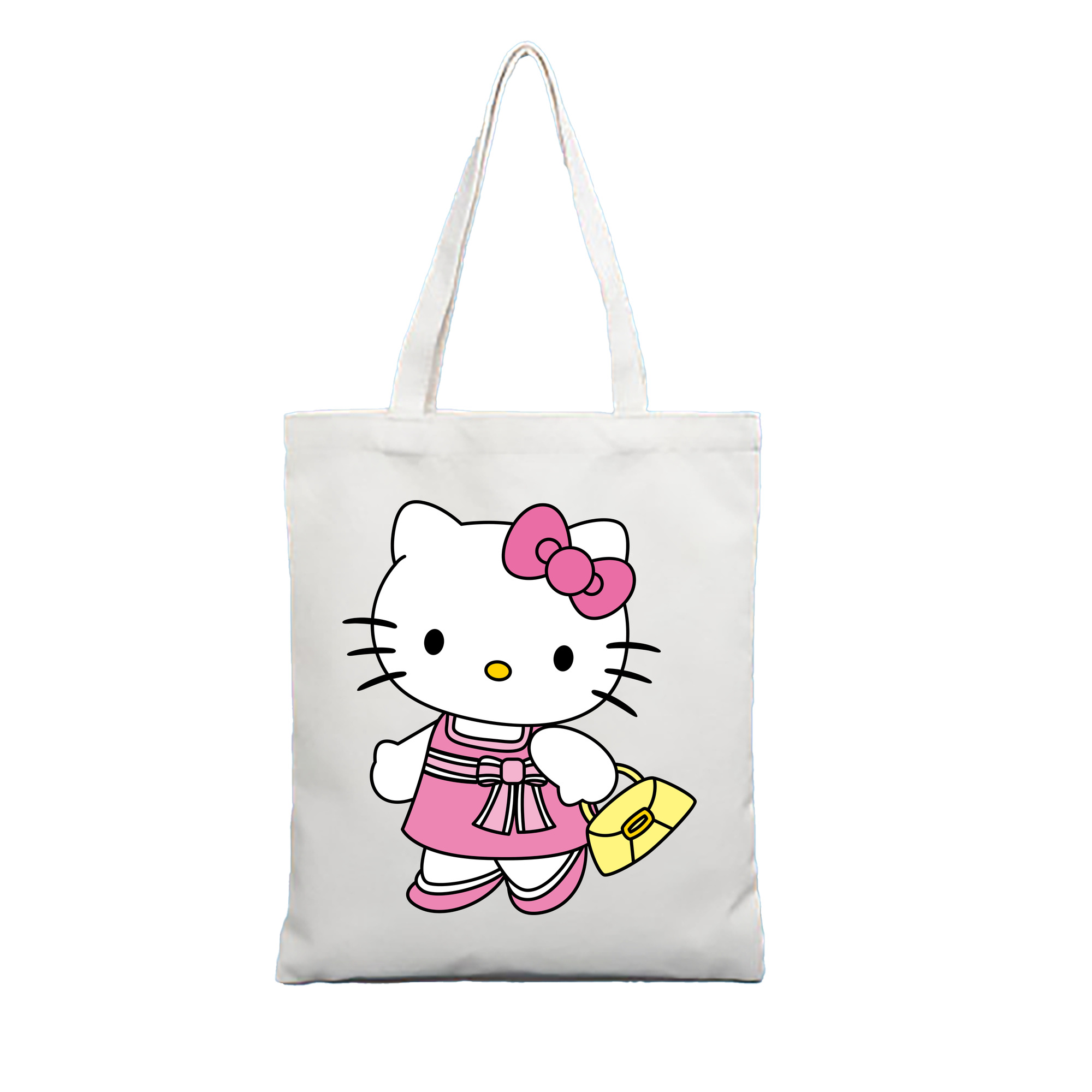 （画像用） Hello Kitty ハローキティ 縦型キャンバス生地手提げバッグ　トートバッグ
