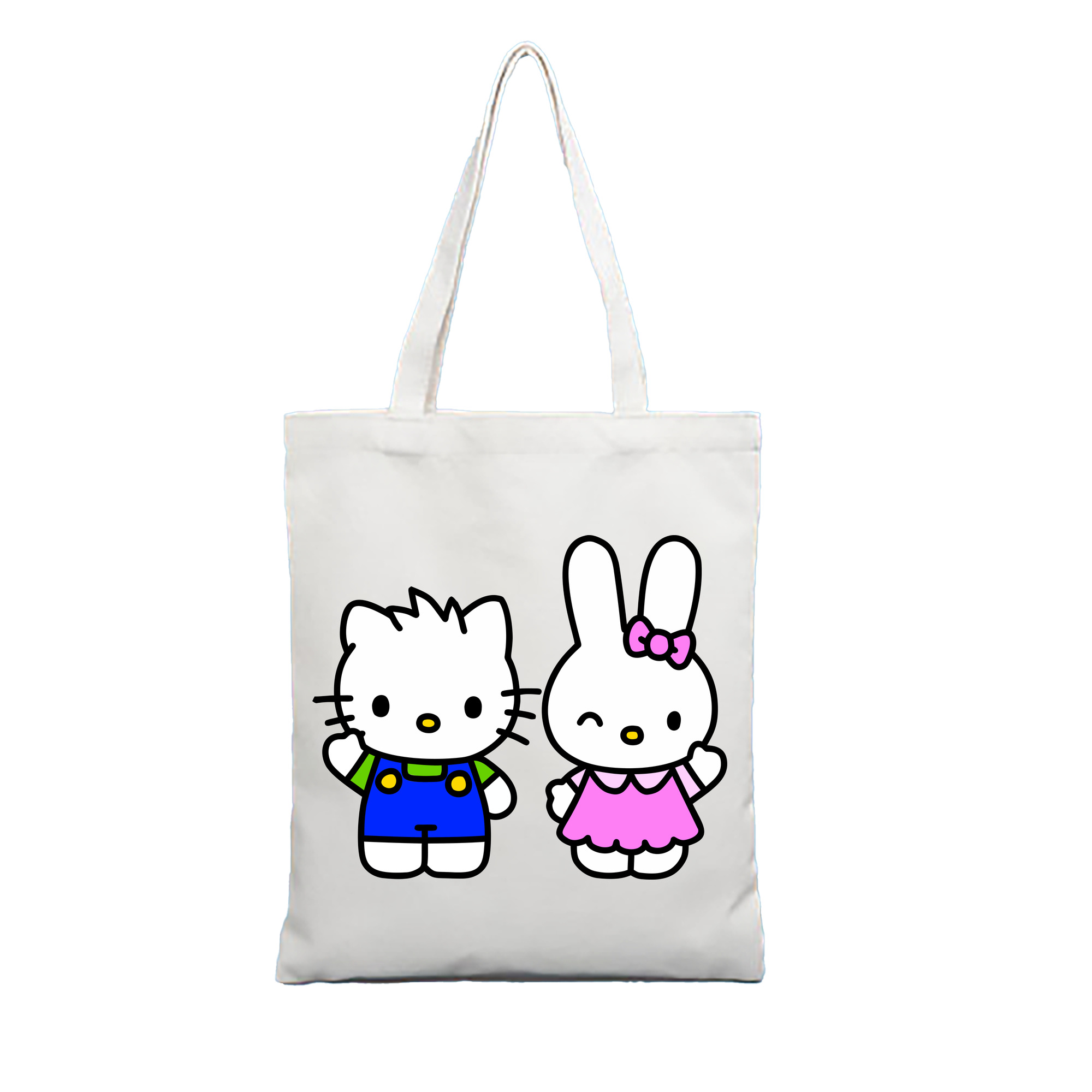 （画像用） Hello Kitty ハローキティ 縦型キャンバス生地手提げバッグ　トートバッグ