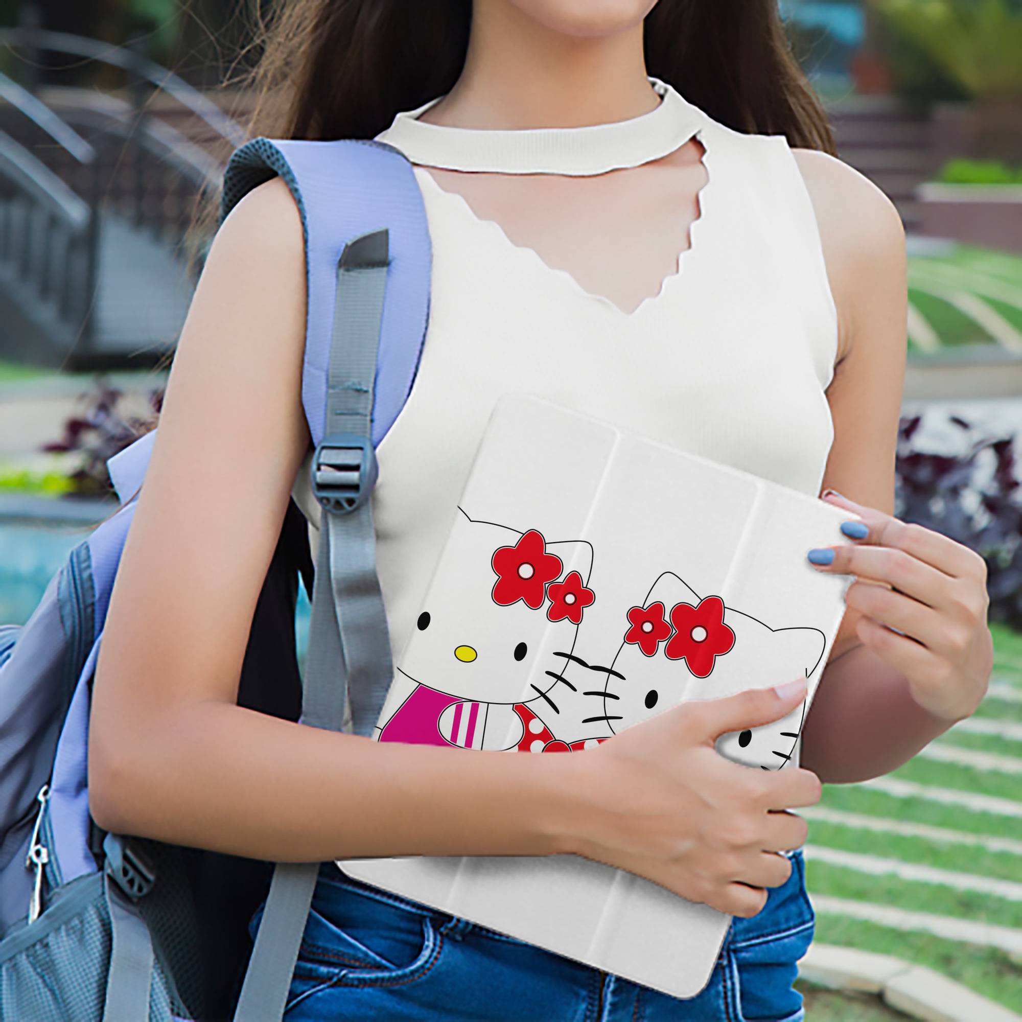 Hello Kitty ハローキティ IPad ケース ペン収納付き 三つ折りスタンド PUレザー×シリコン 対応機種9.5/10.5/10.9インチ