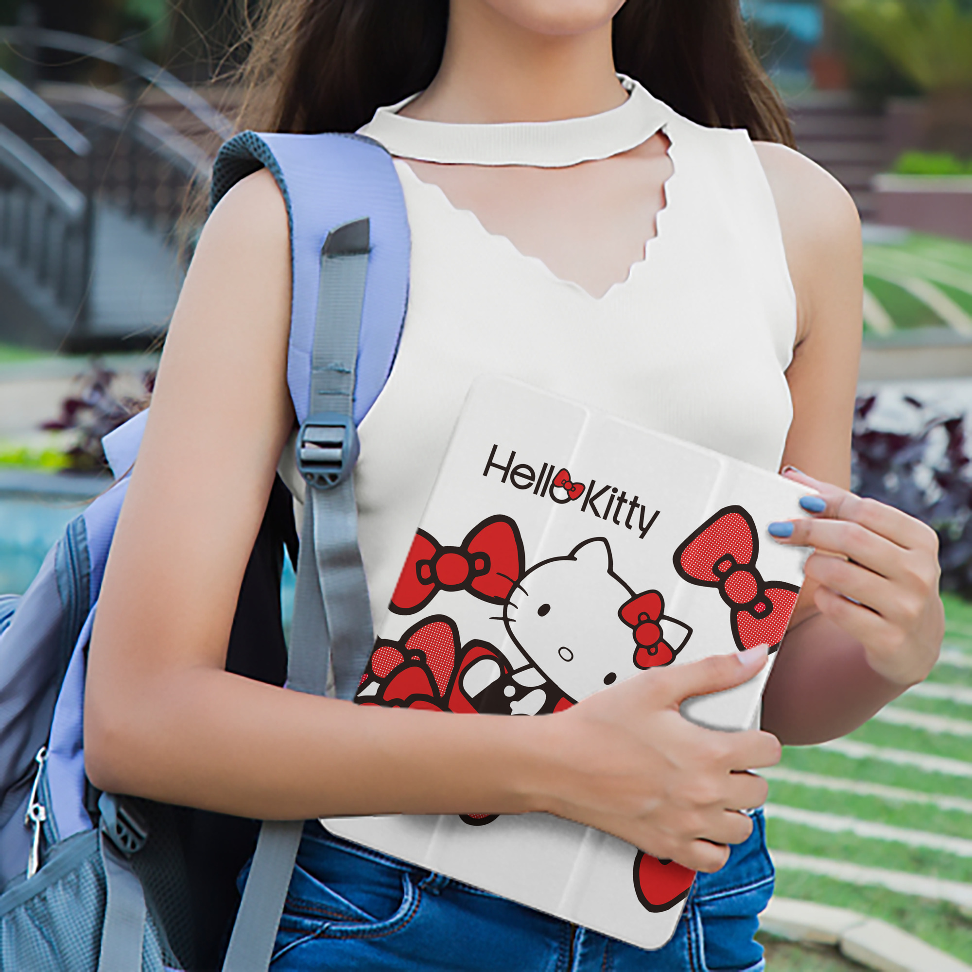 Hello Kitty ハローキティ IPad ケース ペン収納付き 三つ折りスタンド PUレザー×シリコン 対応機種9.5/10.5/10.9インチ