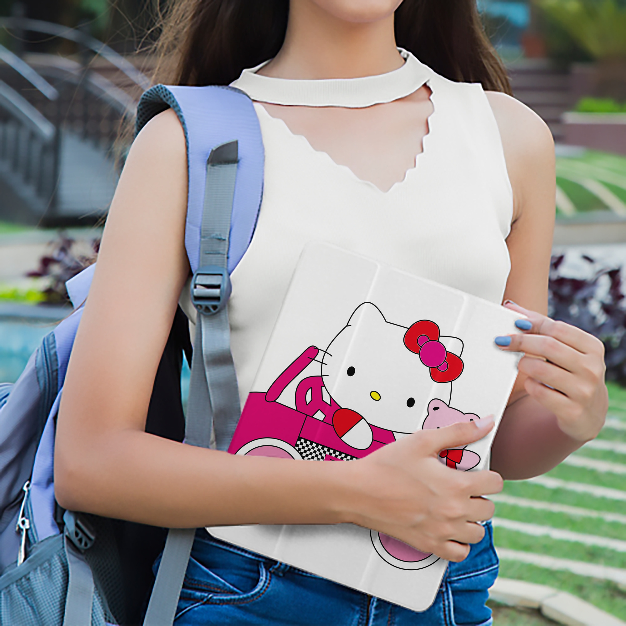 Hello Kitty ハローキティ IPad ケース ペン収納付き 三つ折りスタンド PUレザー×シリコン 対応機種9.5/10.5/10.9インチ