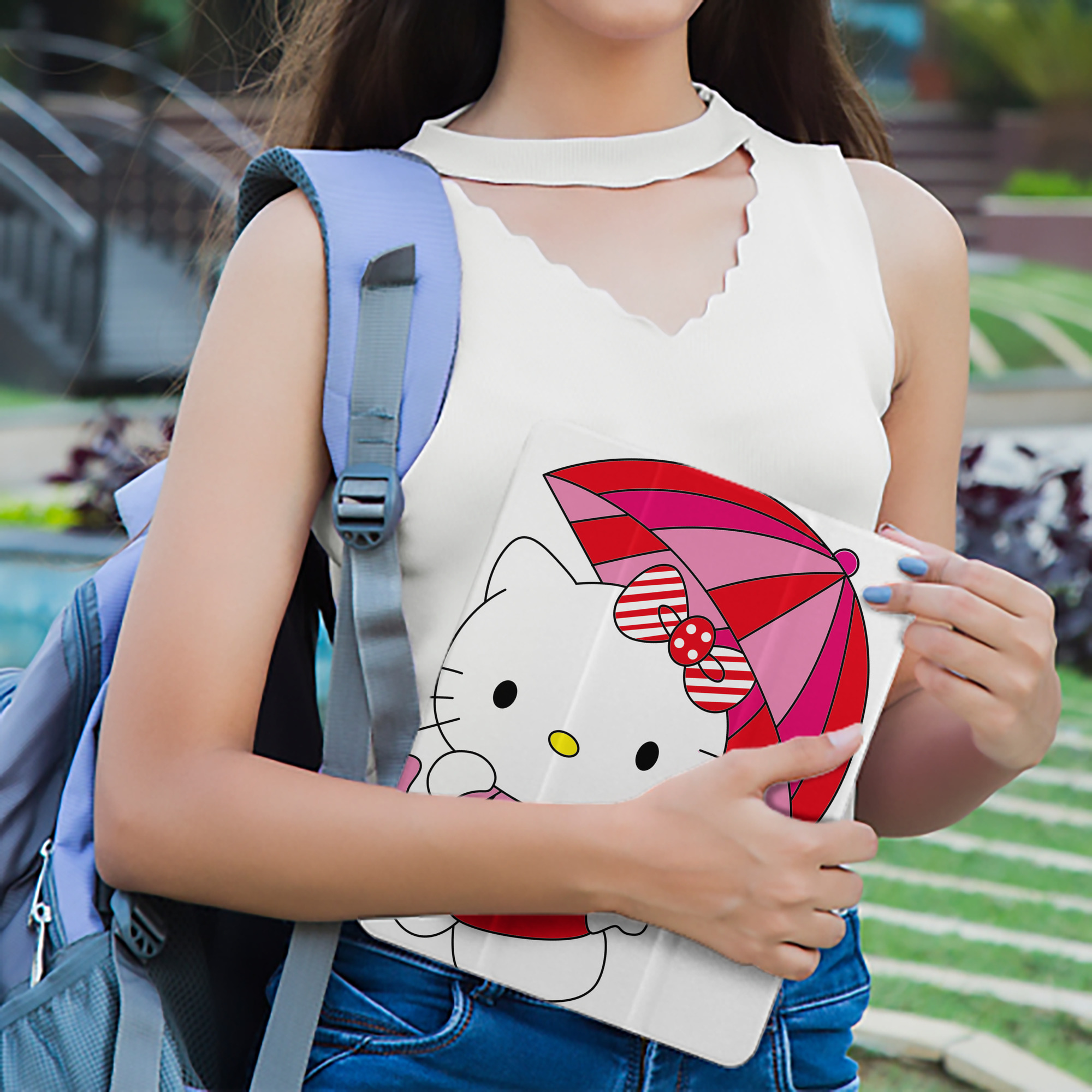Hello Kitty ハローキティ IPad ケース ペン収納付き 三つ折りスタンド PUレザー×シリコン 対応機種9.5/10.5/10.9インチ