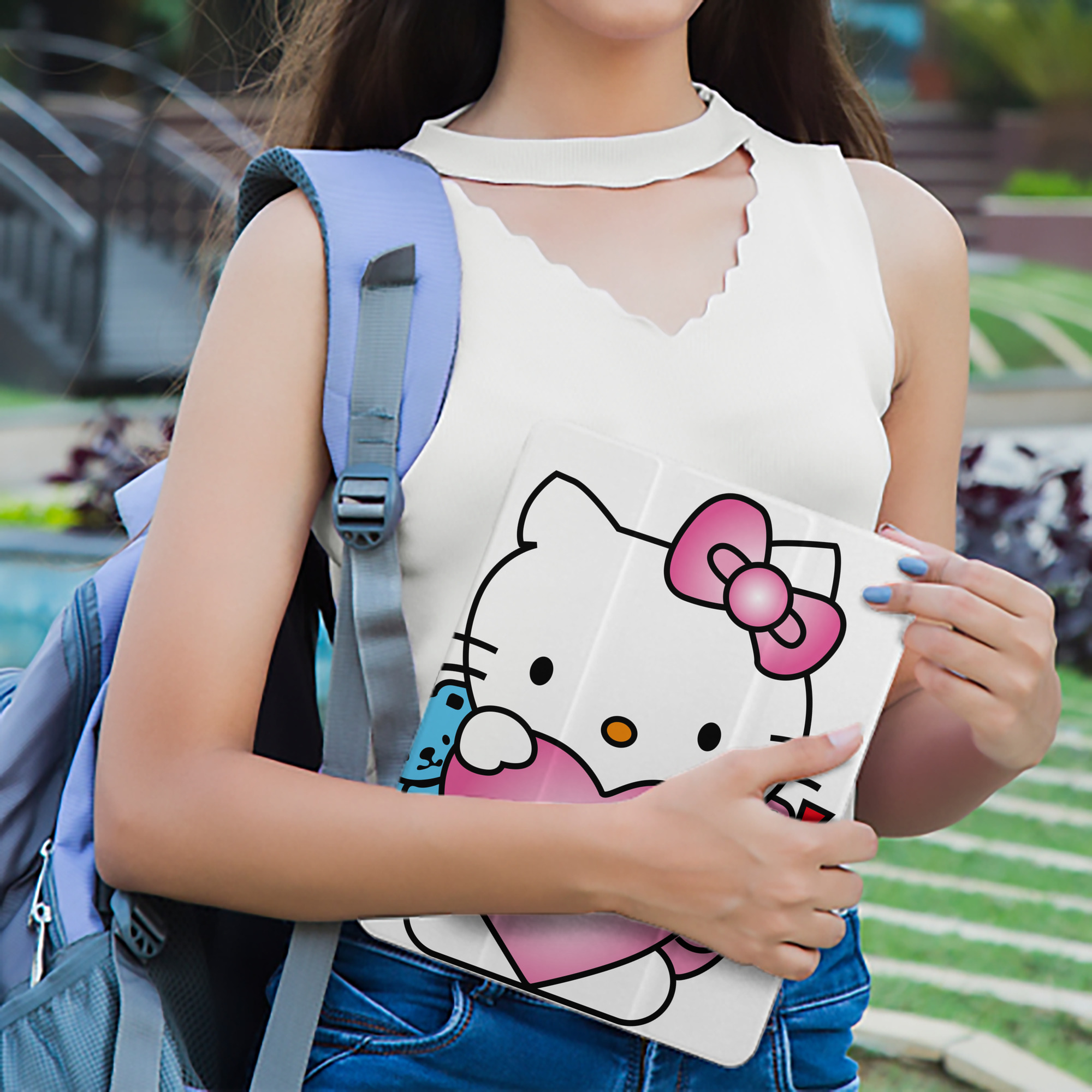 Hello Kitty ハローキティ IPad ケース ペン収納付き 三つ折りスタンド PUレザー×シリコン 対応機種9.5/10.5/10.9インチ