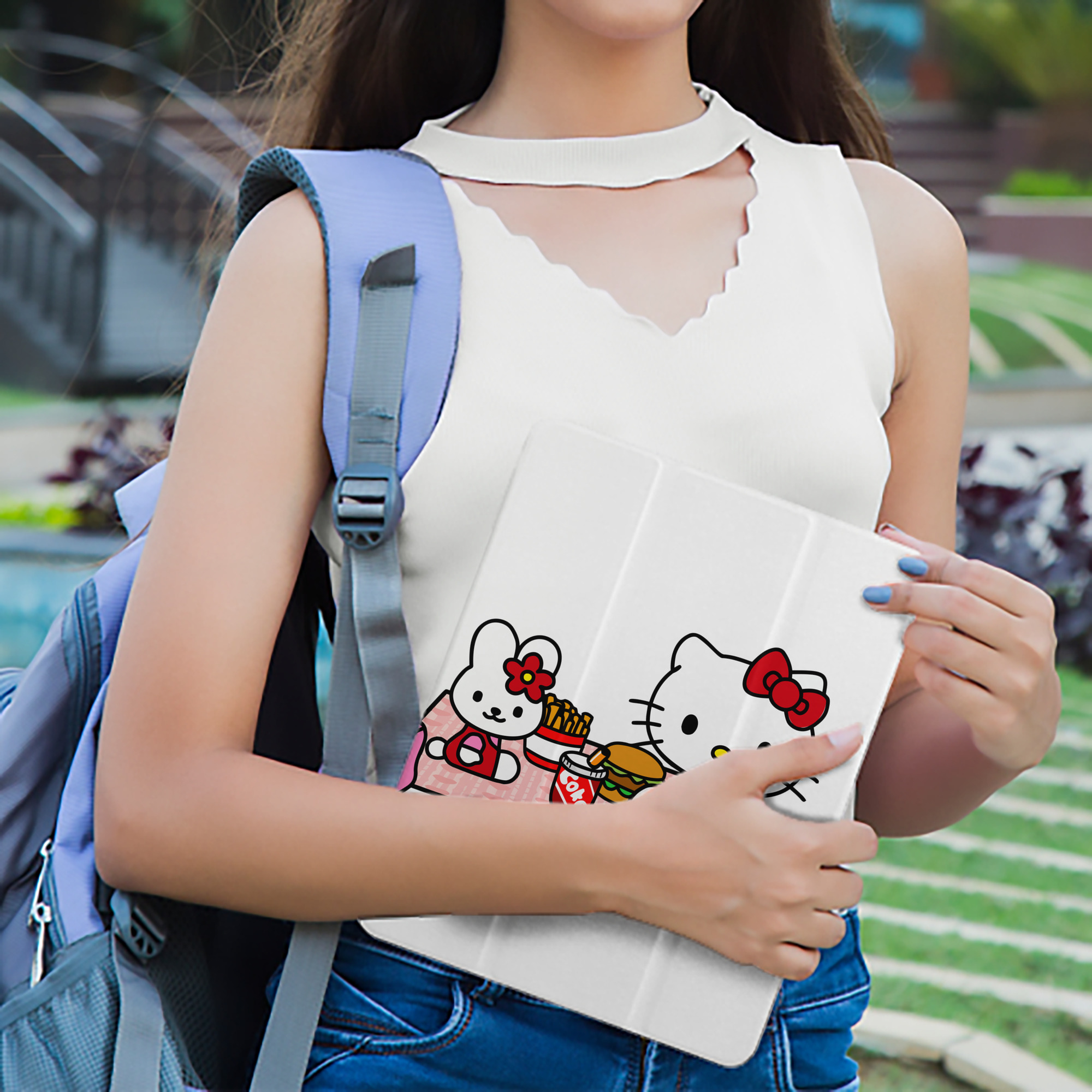 Hello Kitty ハローキティ IPad ケース ペン収納付き 三つ折りスタンド PUレザー×シリコン 対応機種9.5/10.5/10.9インチ