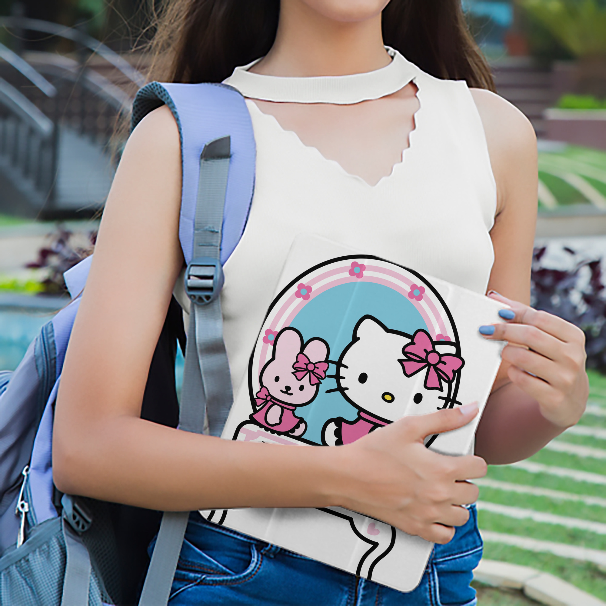Hello Kitty ハローキティ IPad ケース ペン収納付き 三つ折りスタンド PUレザー×シリコン 対応機種9.5/10.5/10.9インチ