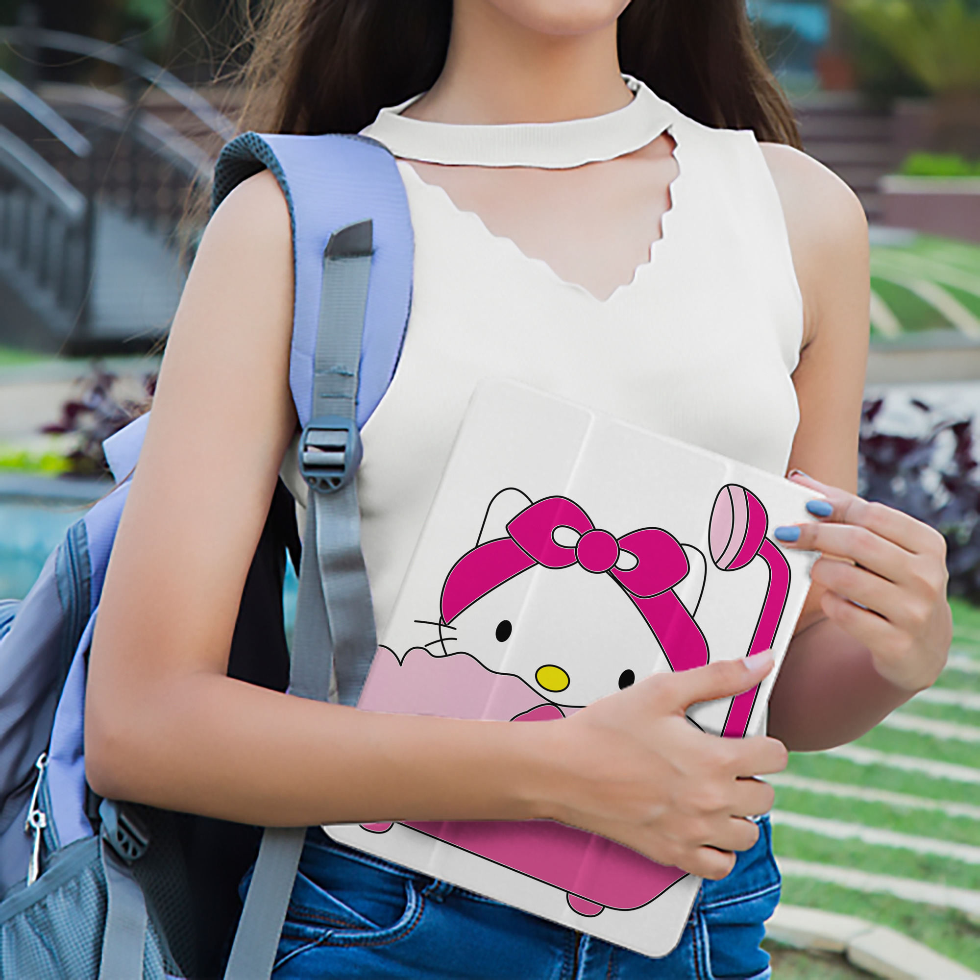 Hello Kitty ハローキティ IPad ケース ペン収納付き 三つ折りスタンド PUレザー×シリコン 対応機種9.5/10.5/10.9インチ