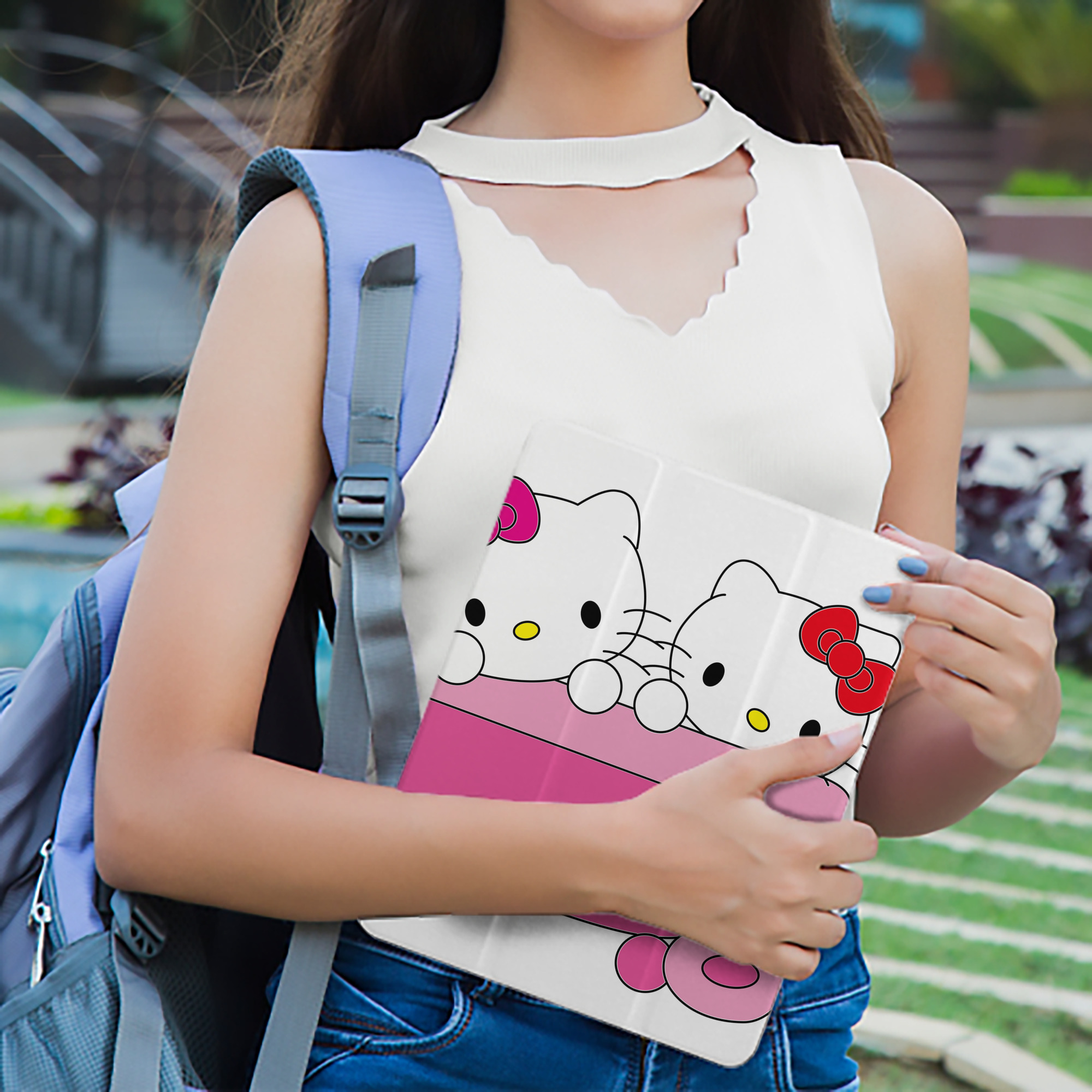 Hello Kitty ハローキティ IPad ケース ペン収納付き 三つ折りスタンド PUレザー×シリコン 対応機種9.5/10.5/10.9インチ
